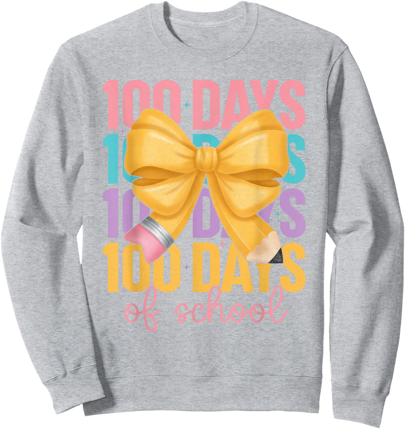 100 Days of School Girls Coquette Bow 100th Day of School Sweatshirt - Sweatshirt | Ash