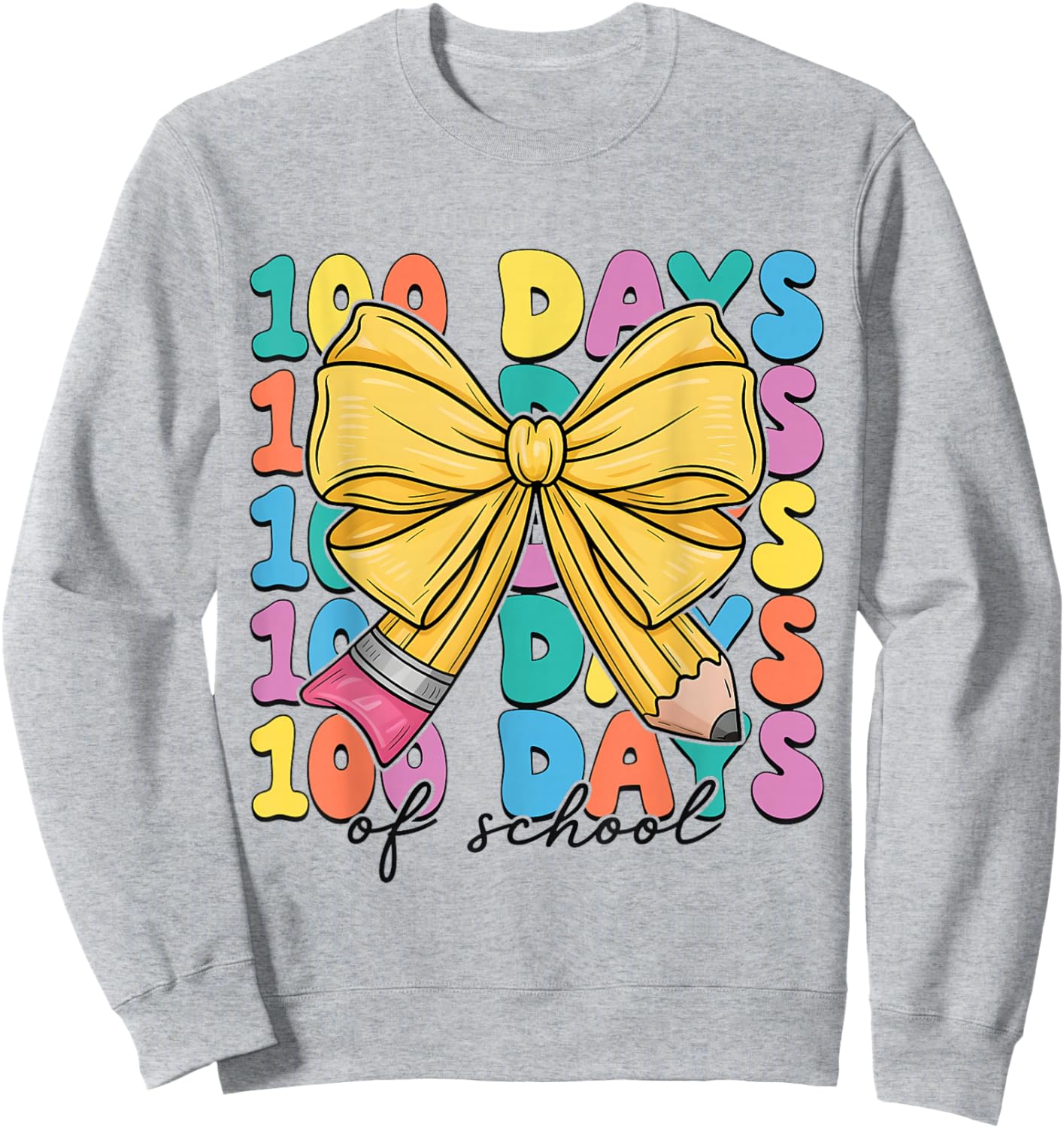 100 Days of School Coquette Bow Girl 100th Day of School Boy Sweatshirt - Sweatshirt | Ash