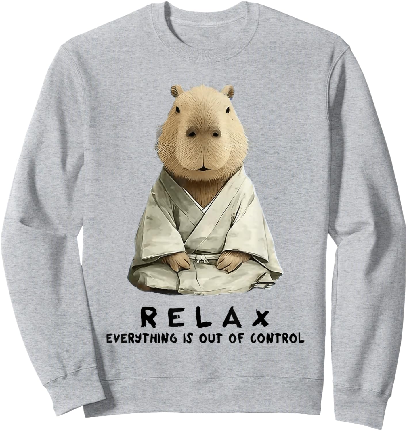 Relax Everything is Out of Control Funny Zen Capybara Art Sweatshirt - Sweatshirt | Ash