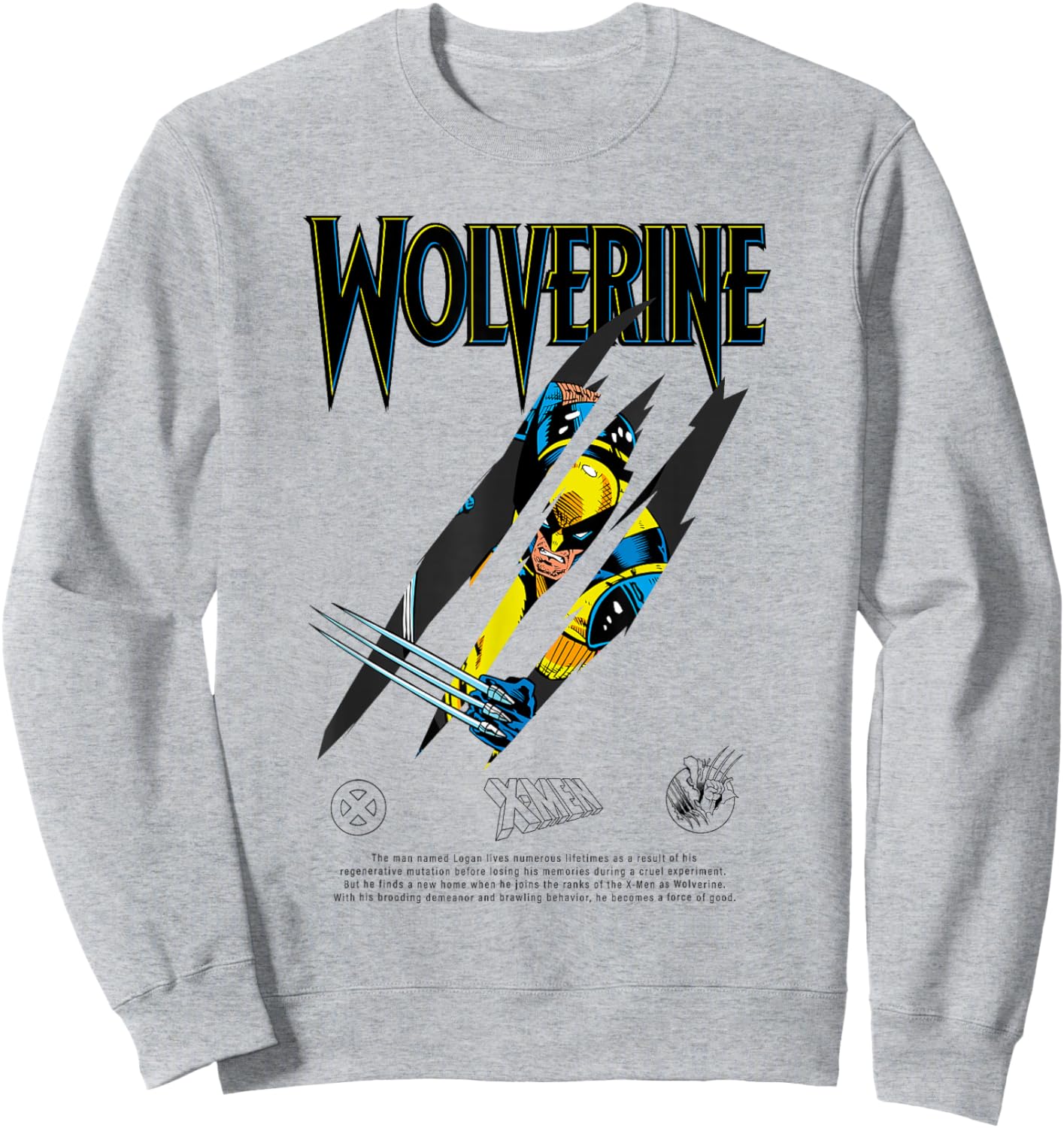 Marvel Comics X-Men Wolverine Claw Slash Sweatshirt - Sweatshirt | Ash