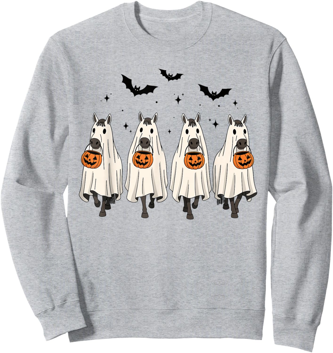 Funny Ghost Horses Halloween Cowboy Spooky Horse Sweatshirt - Sweatshirt | Ash