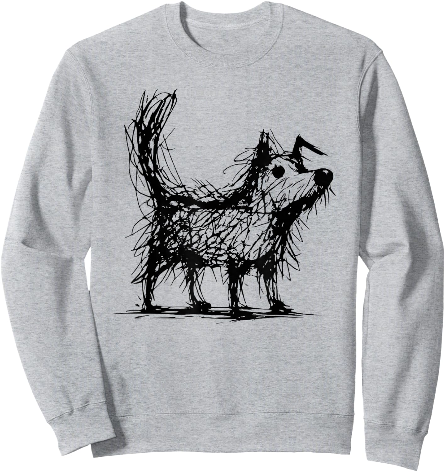 Minimal Line Art Minimalist Abstract Sketch Scribble Dog Sweatshirt - Sweatshirt | Ash