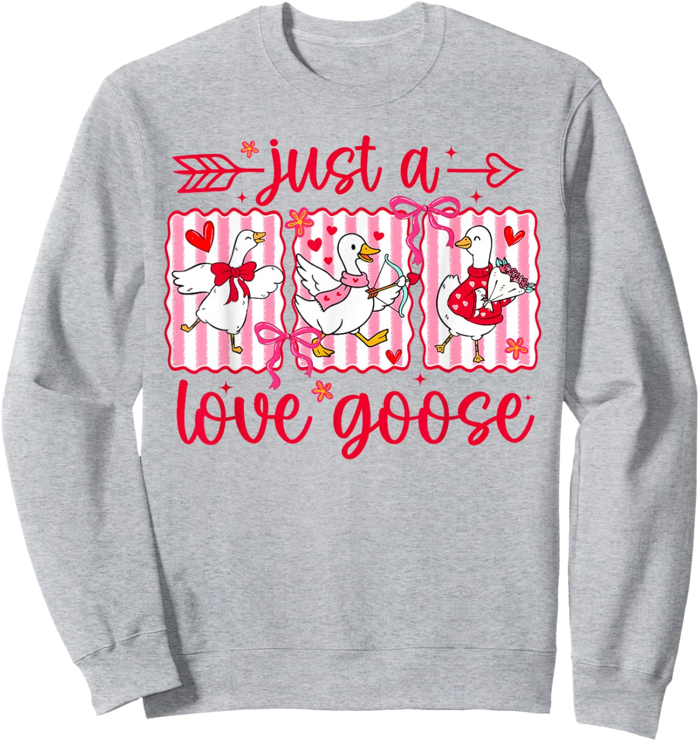 Valentine Just A Love Silly Goose Duck Girl Women Sweatshirt - Sweatshirt | Ash
