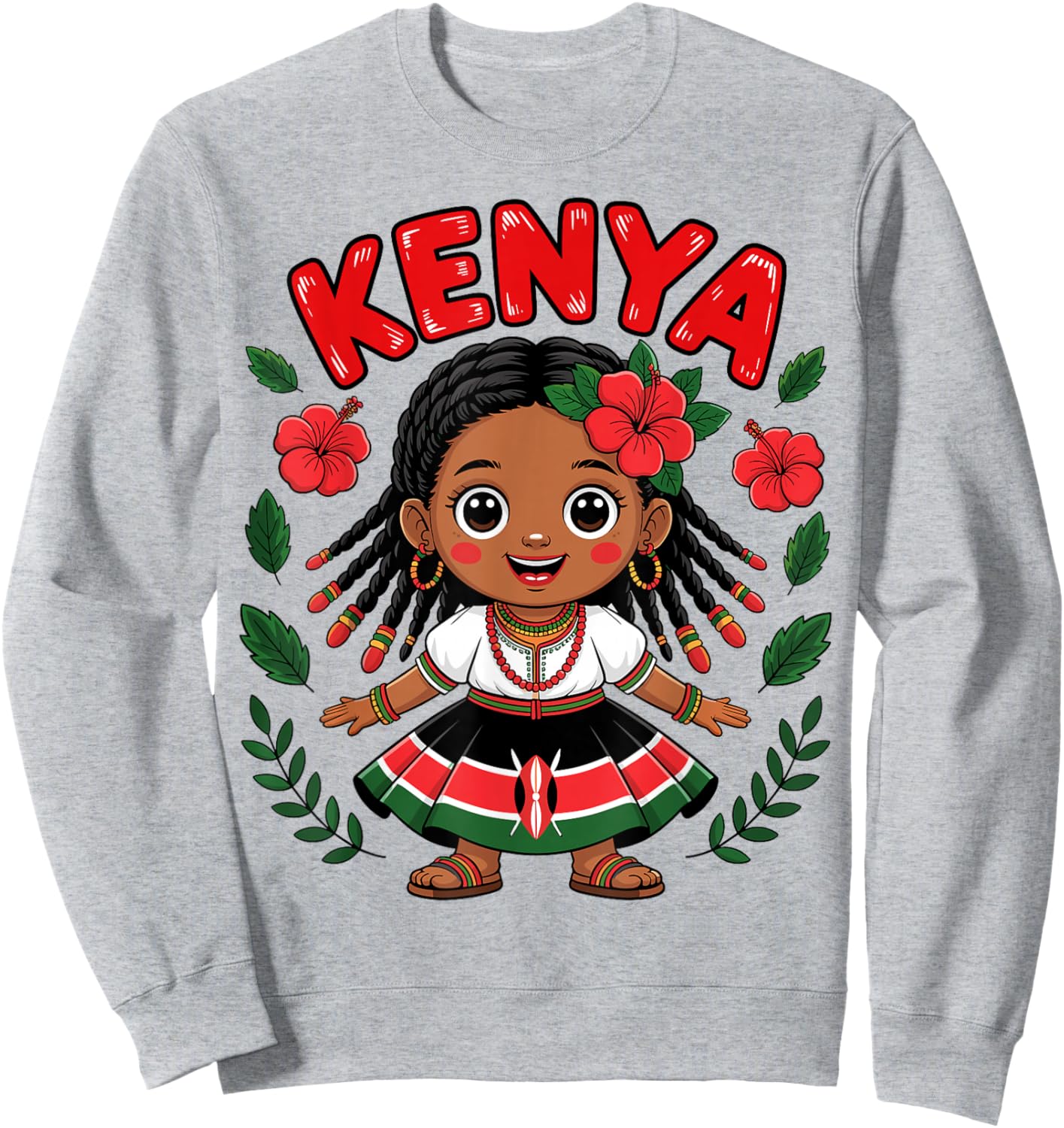 Cute Kenyan Girl in Traditional Dress for Kids Sweatshirt - Sweatshirt | Ash