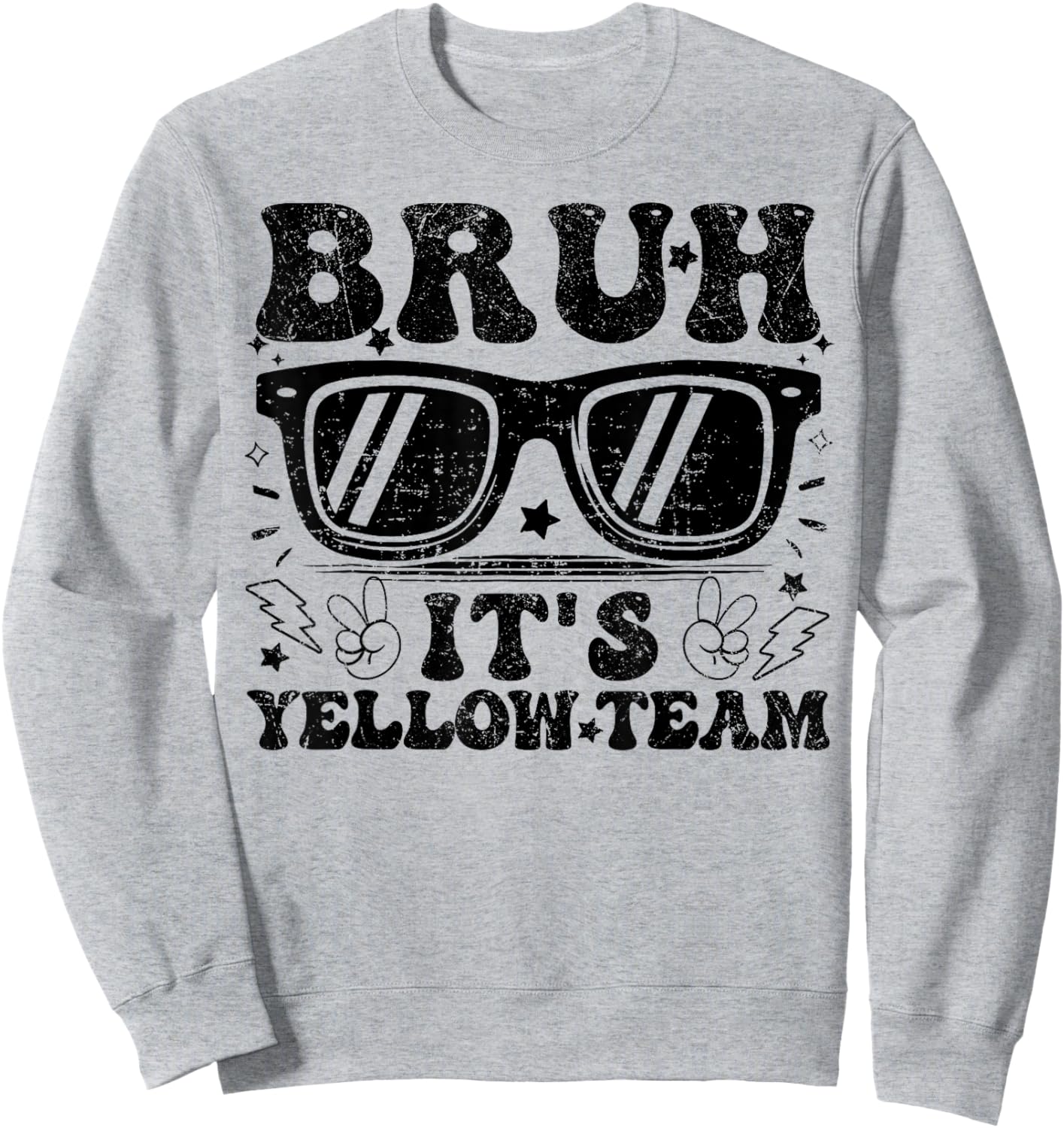 Field Day Bruh It's Yellow Team Teacher Boys Girl Peace Hand Sweatshirt - Sweatshirt | Ash