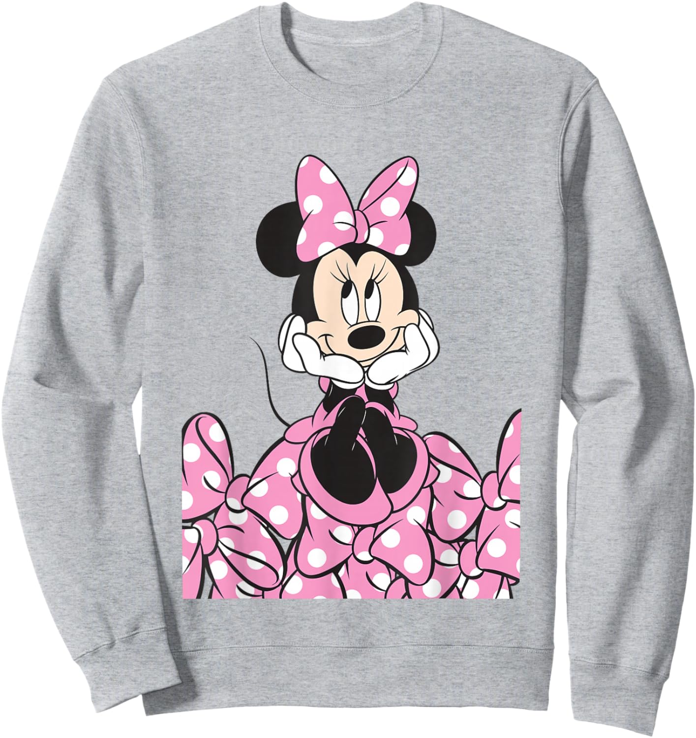 Disney Mickey and Friends Minnie Pink Polka Dot Bow Stack Sweatshirt - Sweatshirt | Ash