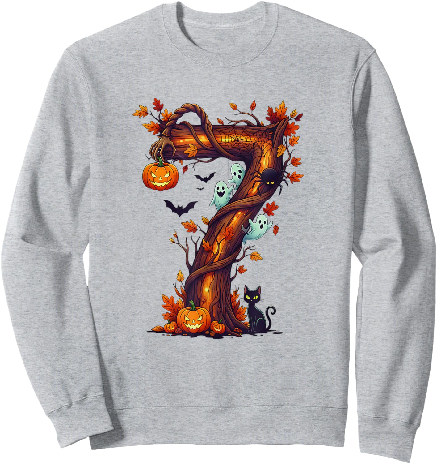 Number 7 67 Meme Halloween Pumpkin Costume Matching Group Sweatshirt - Sweatshirt | Ash