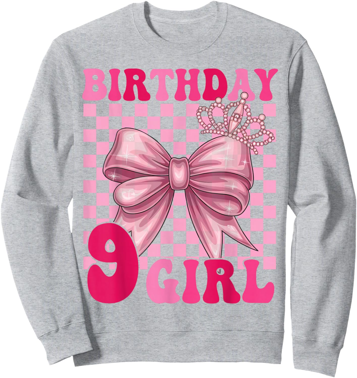 Its My 9th Birthday Girl Coquette Bow 9 Year Old Party Girl Sweatshirt - Sweatshirt | Ash