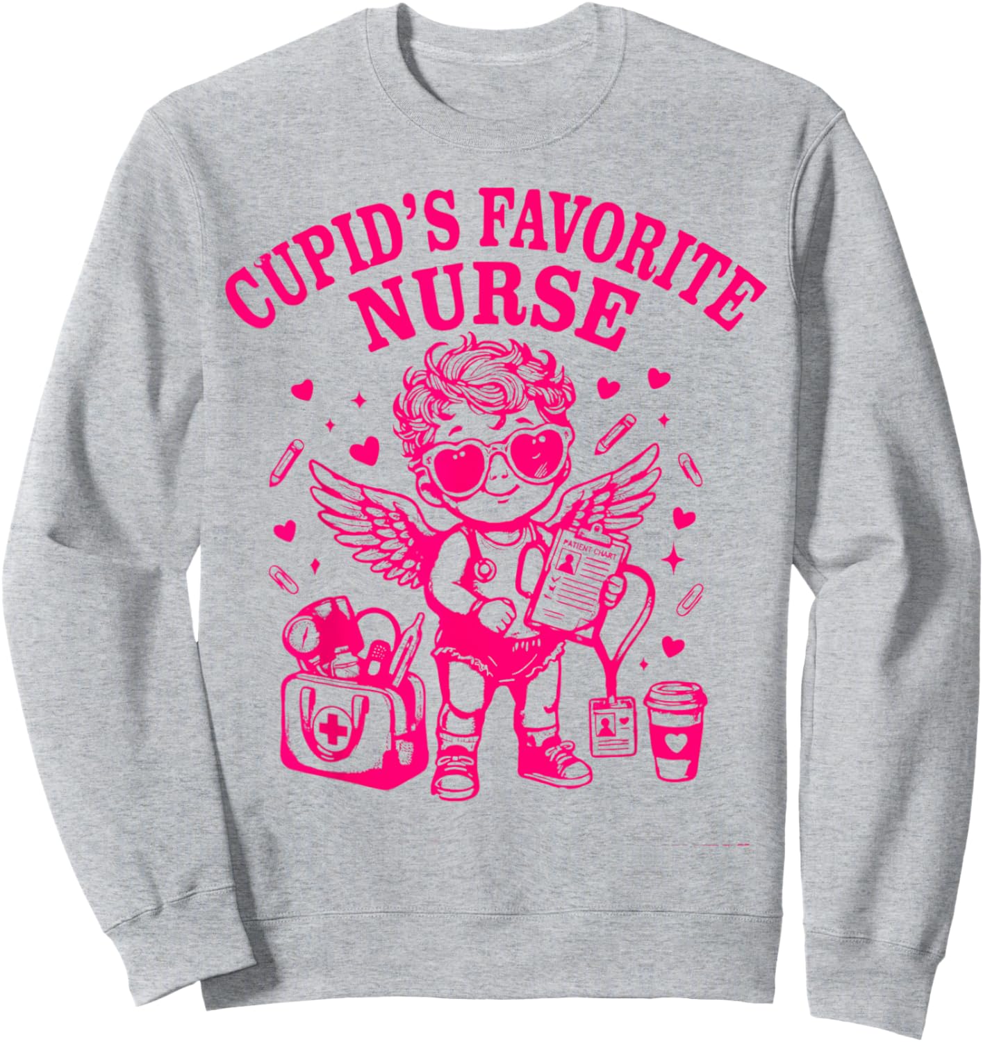 Cupid’s Favorite Nurse Valentines Funny Nurse Cupid Women Sweatshirt - Sweatshirt | Ash