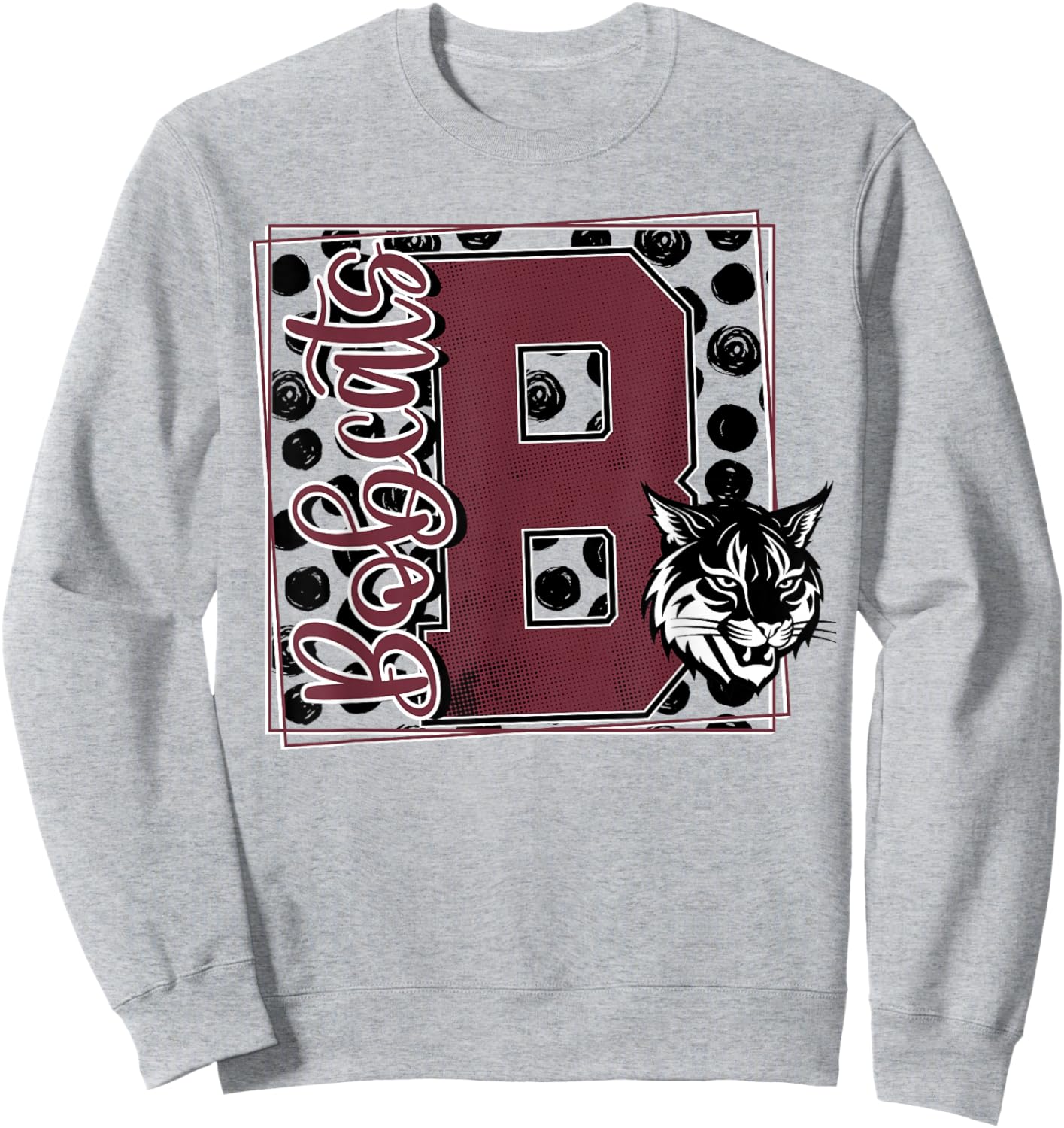 Bobcat Pride School Spirit Mascot Maroon Bobcats Game Day Sweatshirt - Sweatshirt | Ash