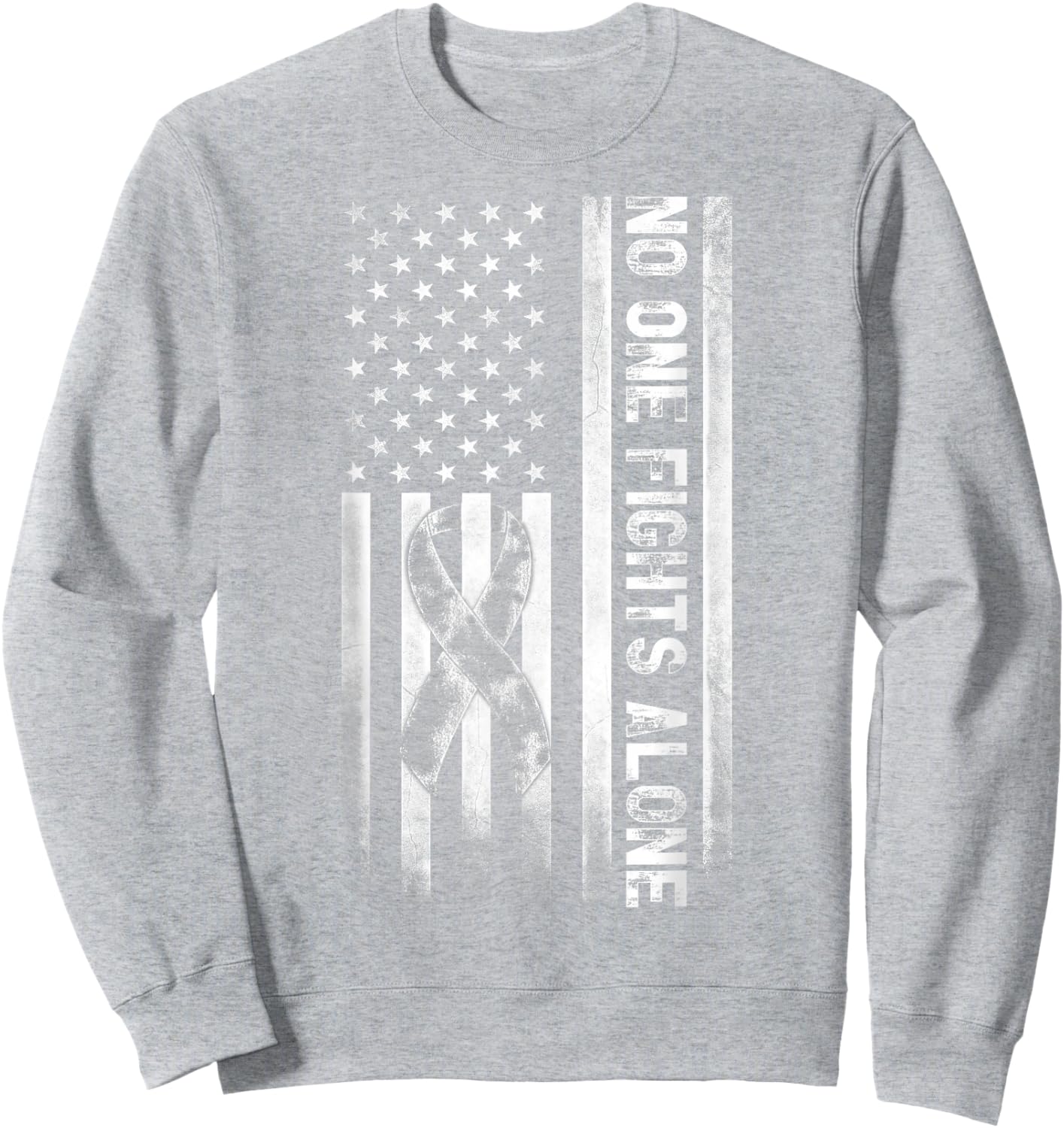 Pink Color Novelty No One Fights Breast Cancer Alone Sweatshirt - Sweatshirt | Ash