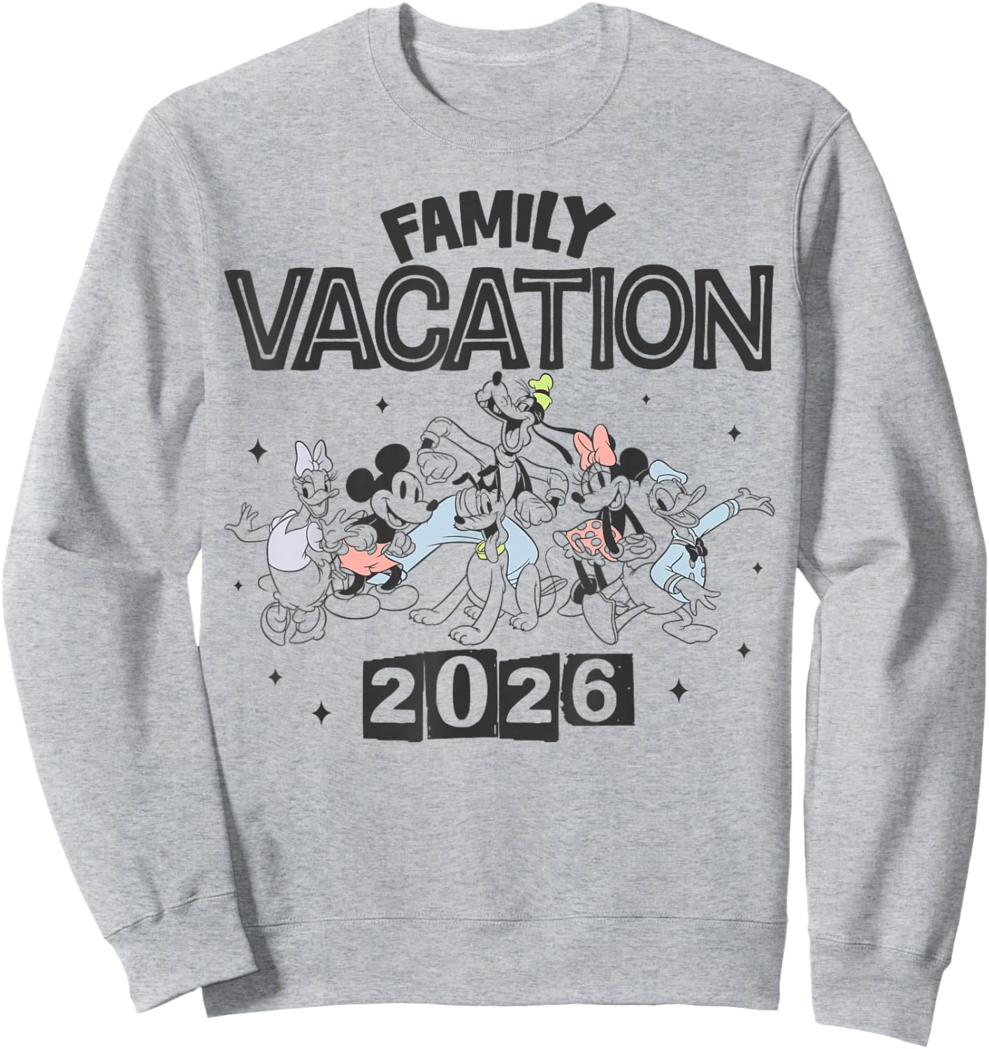 Disney Mickey and Friends Family Vacation 2026 Full Party Sweatshirt - Sweatshirt | Ash