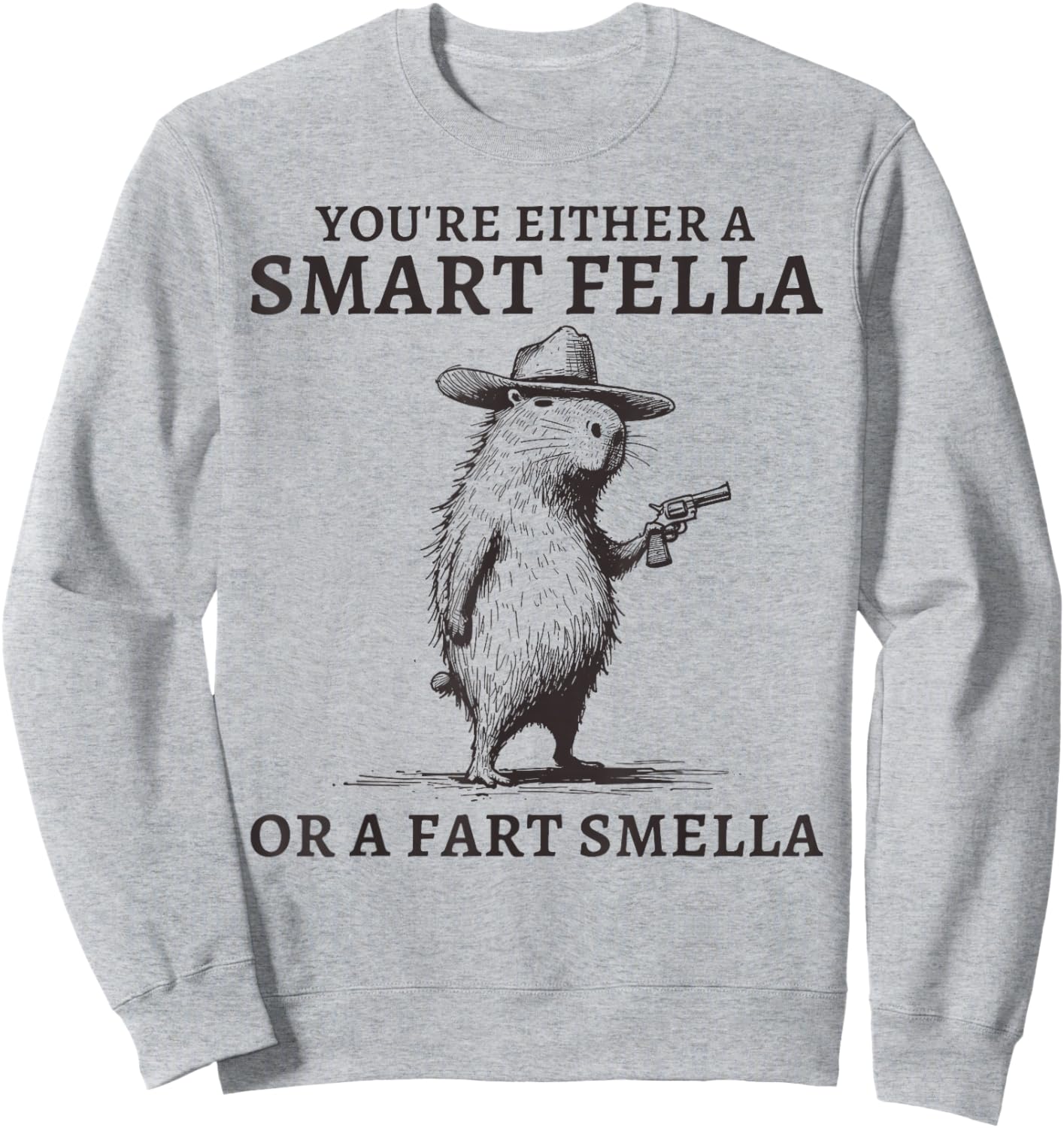 You're Either A Smart Fella Or A Fart Smella Funny Capybara Sweatshirt - Sweatshirt | Ash