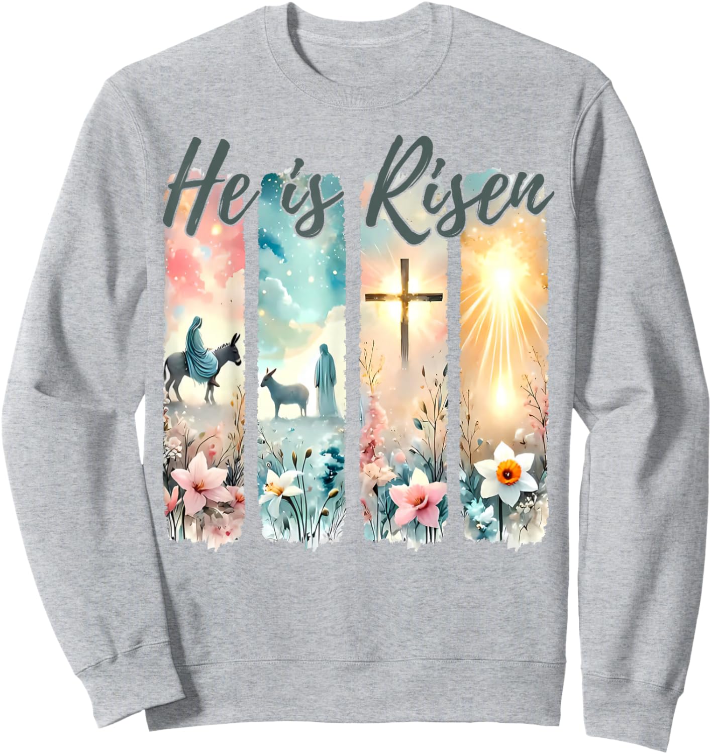 Faith Hope Love Christian Jesus Cross Resurrection Sunday. Sweatshirt - Sweatshirt | Ash