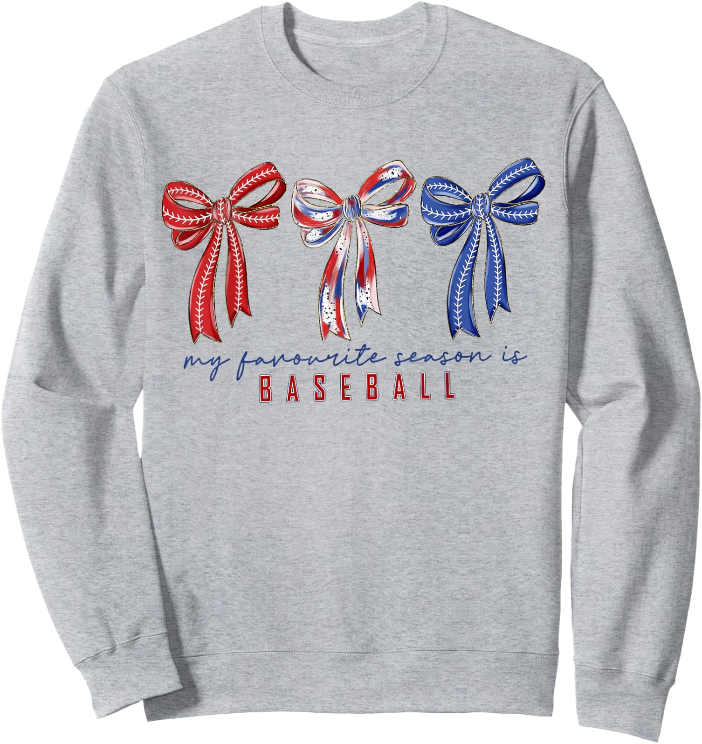 My Favorite Season is Baseball Coquette Bow Game Day Mom Sis Sweatshirt - Sweatshirt | Ash