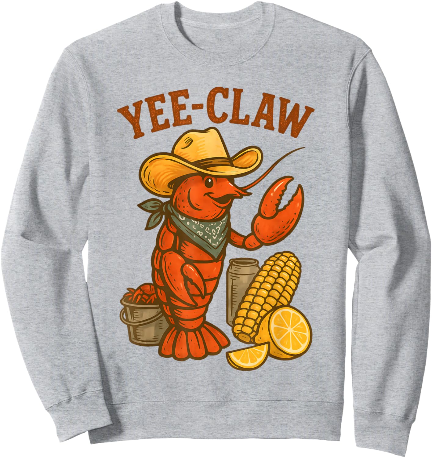 Yee Claw Funny Crawfish Cajun Seafood Party Boys Kids Men Sweatshirt - Sweatshirt | Ash