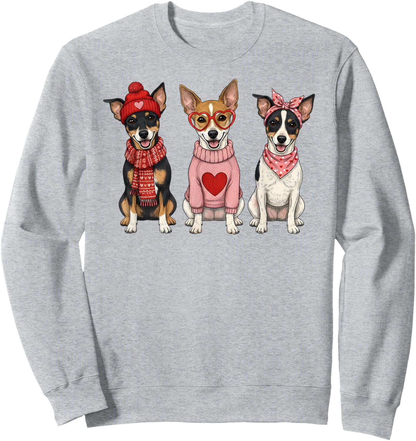 Cute Rat Terrier Valentine Dog Sweatshirt - Sweatshirt | Ash