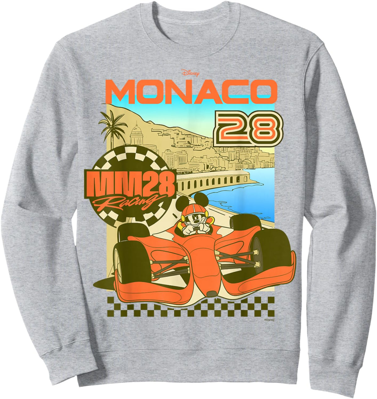 Disney Mickey and Friends Monaco 28 Racing Poster Sweatshirt - Sweatshirt | Ash