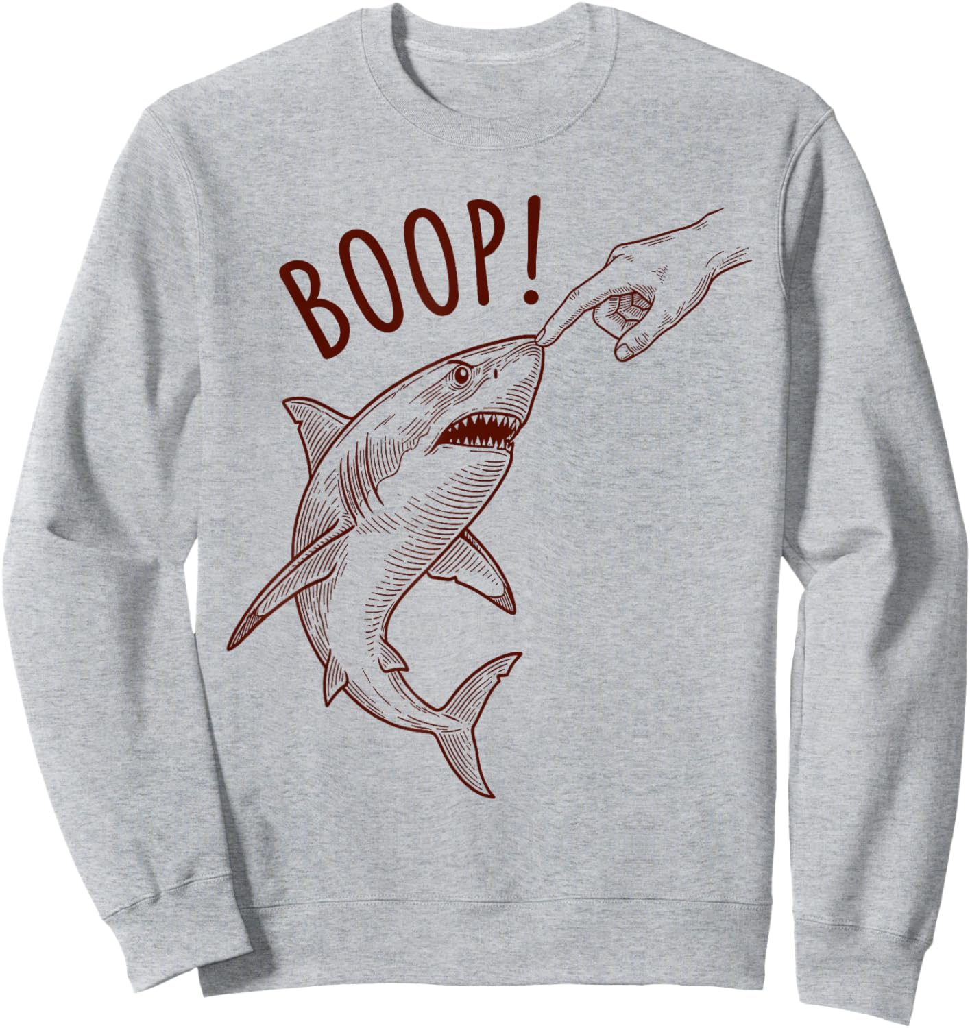 Boop! Vintage Shark Funny Beach Surfing Sea Ocean Life Meme Sweatshirt - Sweatshirt | Ash