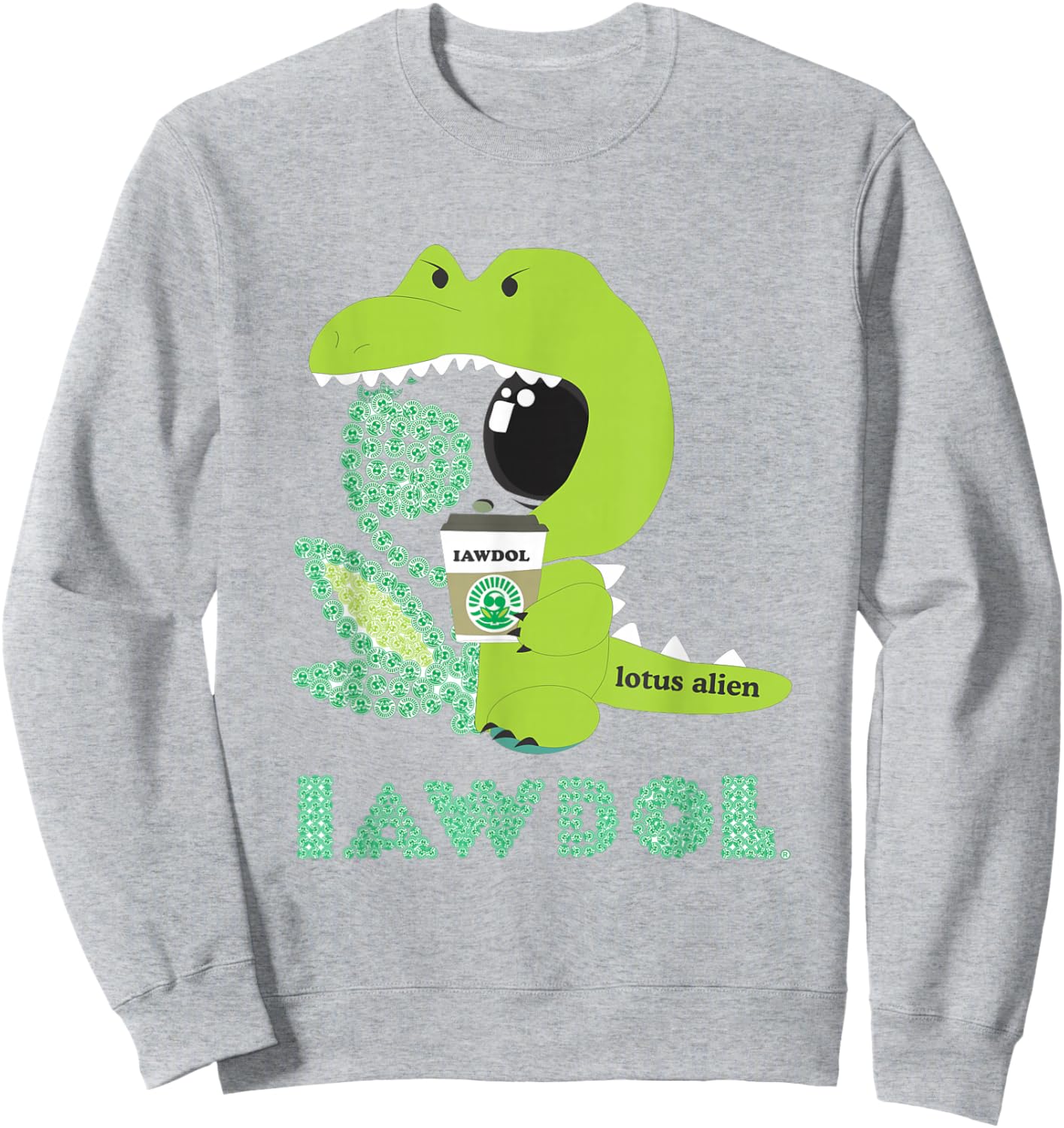 Lotus Alien Made with IAWDOL Logos b & w Sweatshirt - Sweatshirt | Ash