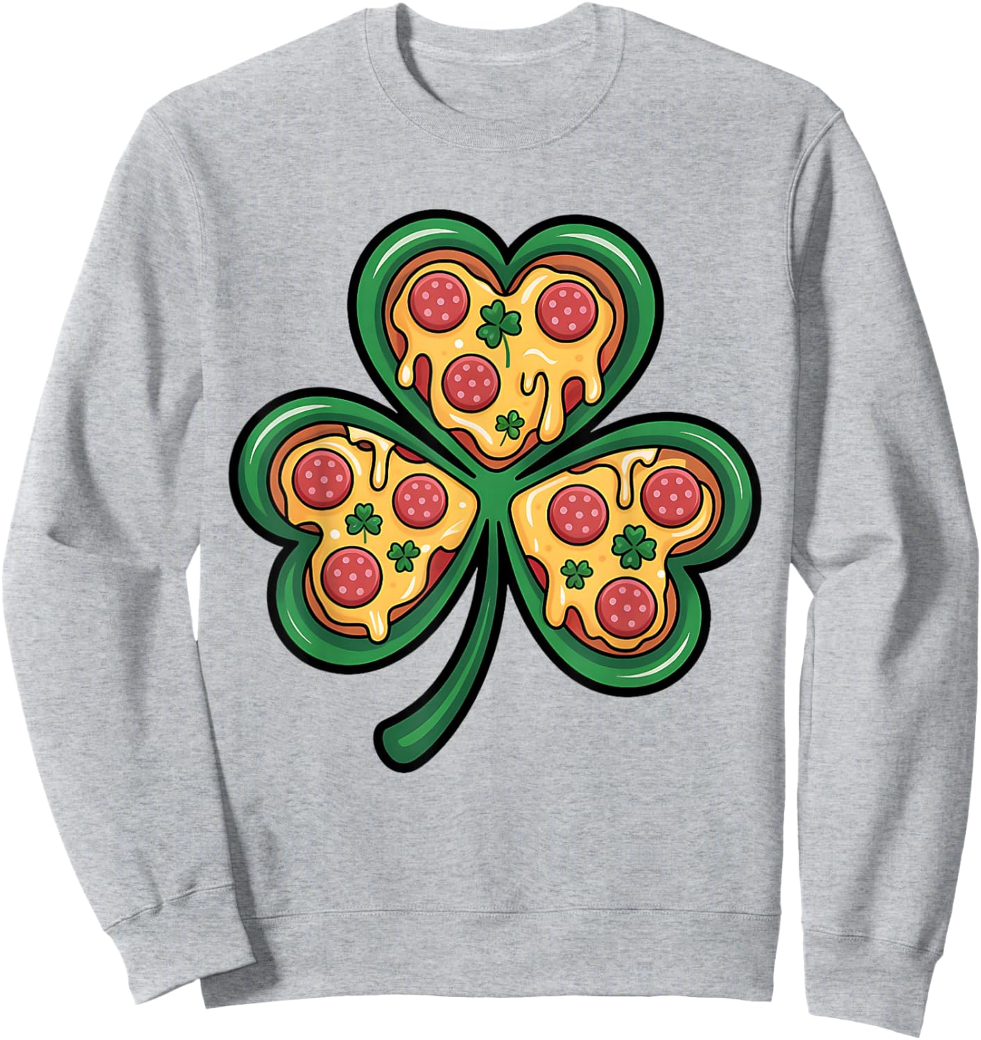 St Patrick’s Day Pizza Shamrock Funny Irish Food Sweatshirt - Sweatshirt | Ash