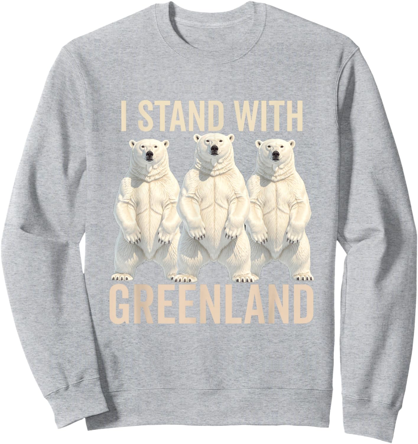 I Stand with Greenland Protest Polar Bear Greenland Denmark Sweatshirt - Sweatshirt | Ash