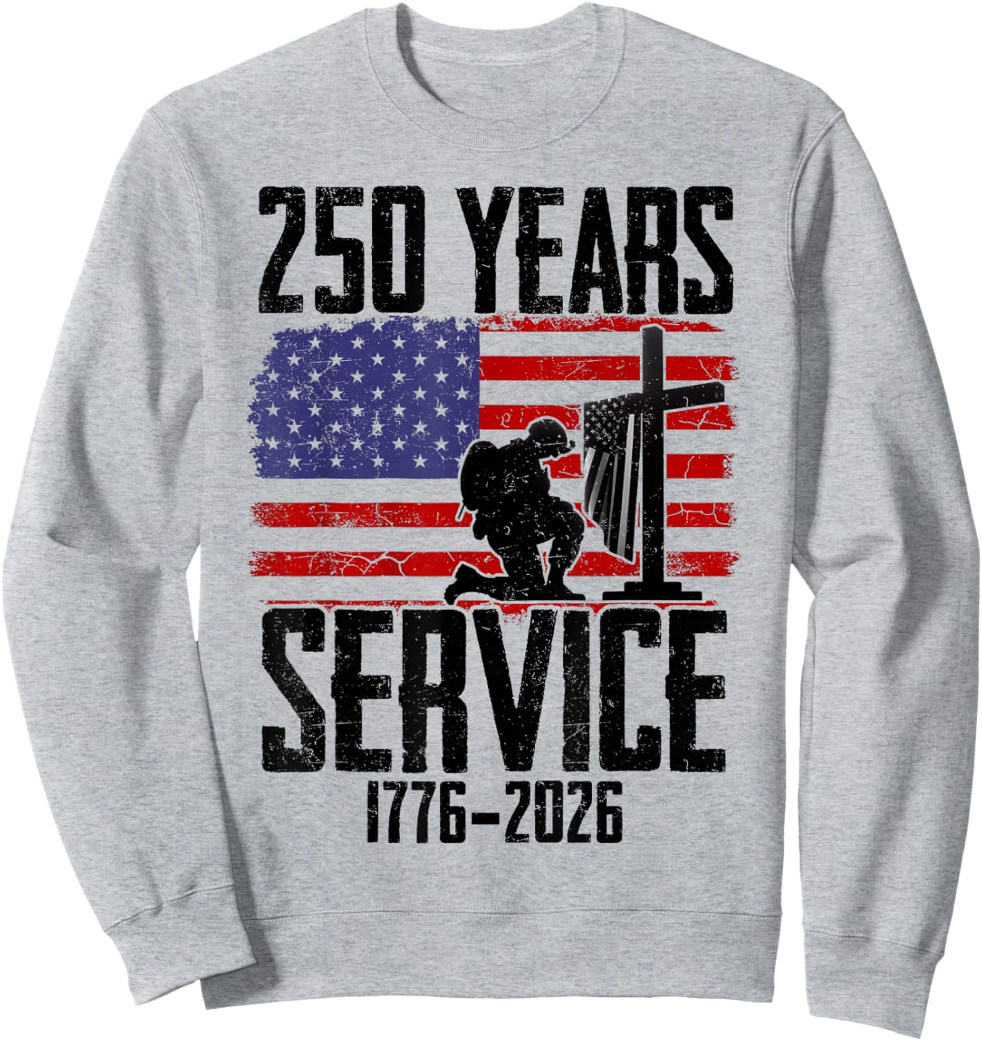American Flag 250 Years 1776-2026 250th Birthday Patriotic Sweatshirt - Sweatshirt | Ash