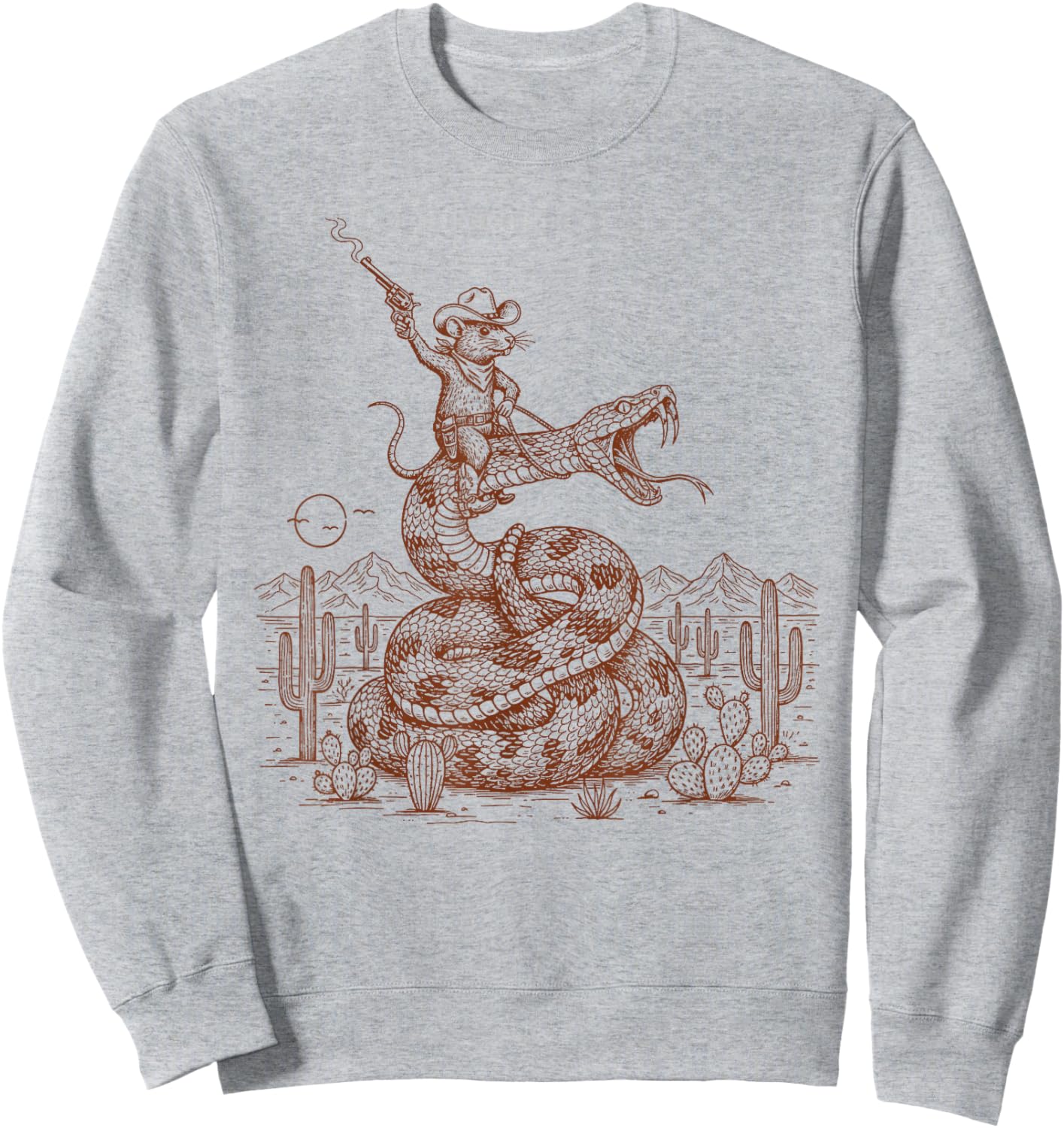 Cowboys Mouse Riding Snake Wild West Saddle Up Western Life Sweatshirt - Sweatshirt | Ash