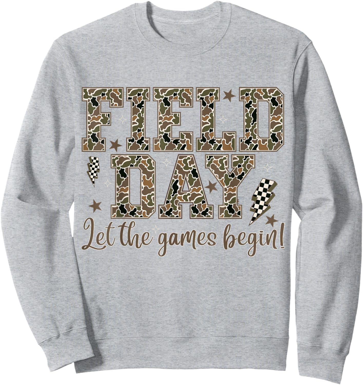 Field Day Let The Games Begin Funny Field Day Camouflage Sweatshirt - Sweatshirt | Ash
