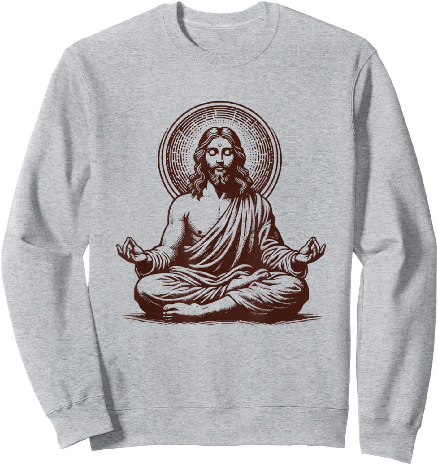 Jesus Meditating As A Buddhist Monk Meditation Sweatshirt - Sweatshirt | Ash