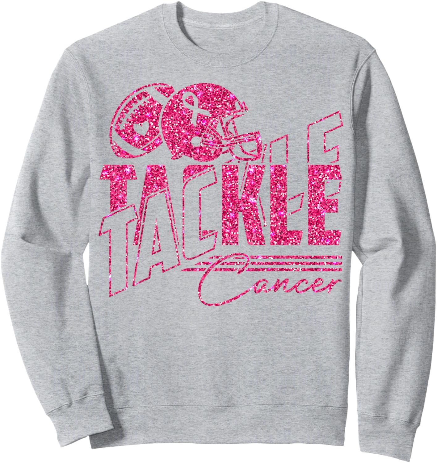 Tackle Cancer American Football Breast Cancer Awareness Sweatshirt - Sweatshirt | Ash