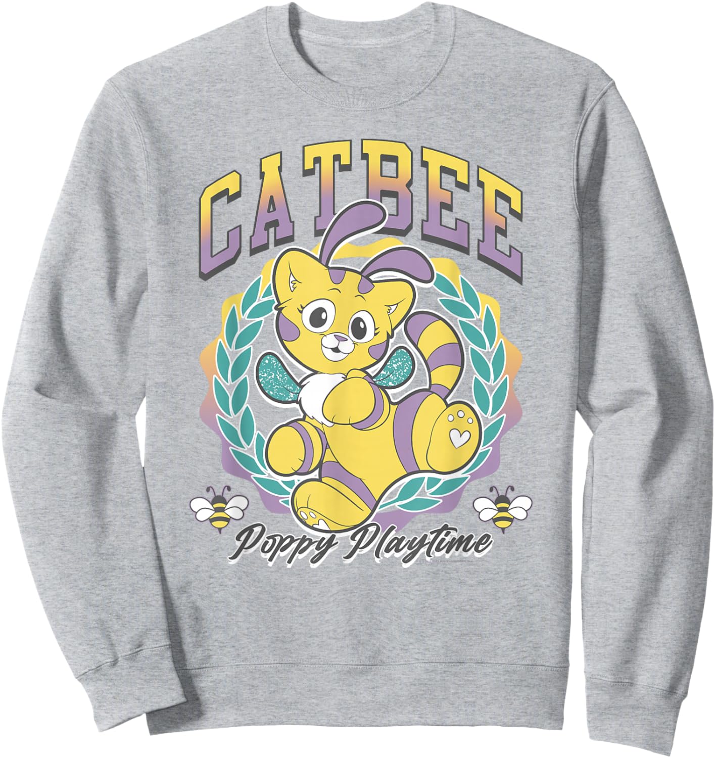 Poppy Playtime Catbee Adorable Garland Distressed Portrait Sweatshirt - Sweatshirt | Ash