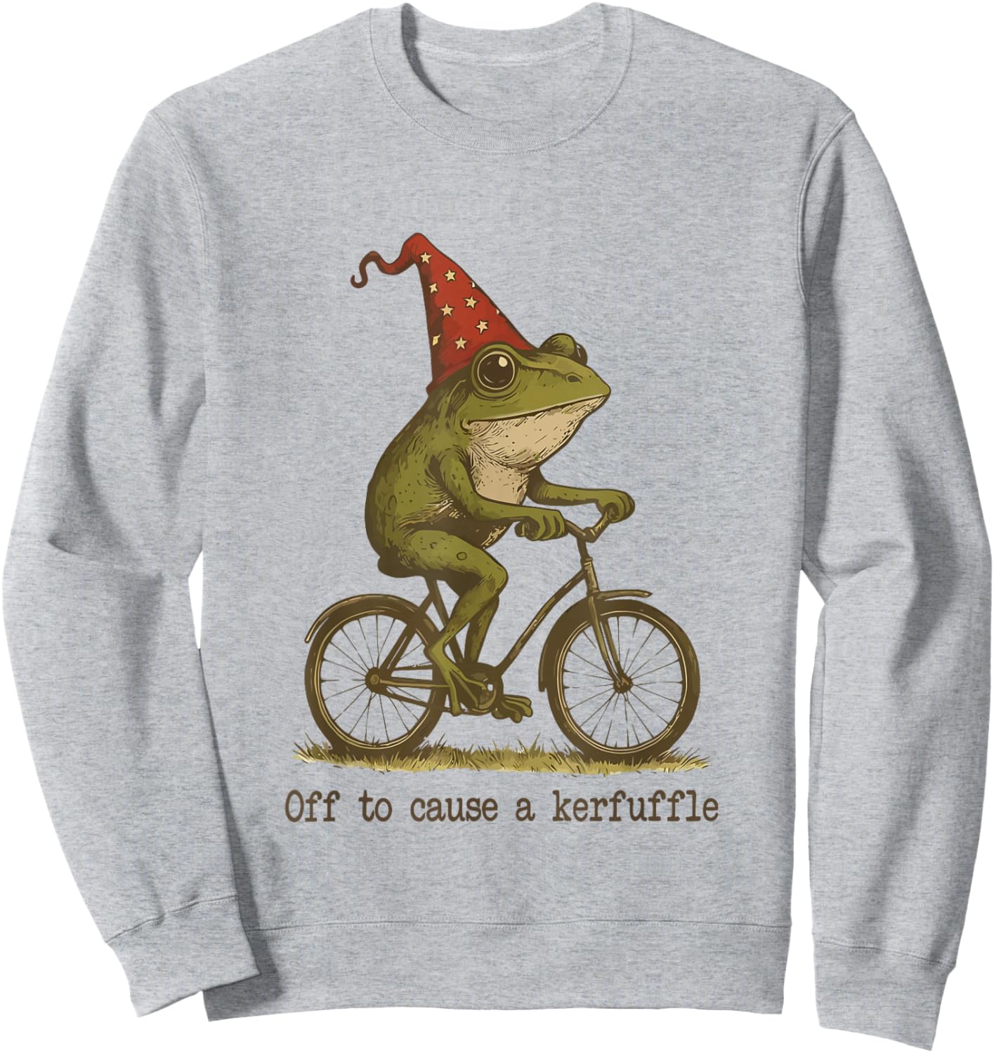 Off to Cause A Kerfuffle Frog Funny Weirdcore Wizard Frog Sweatshirt - Sweatshirt | Ash