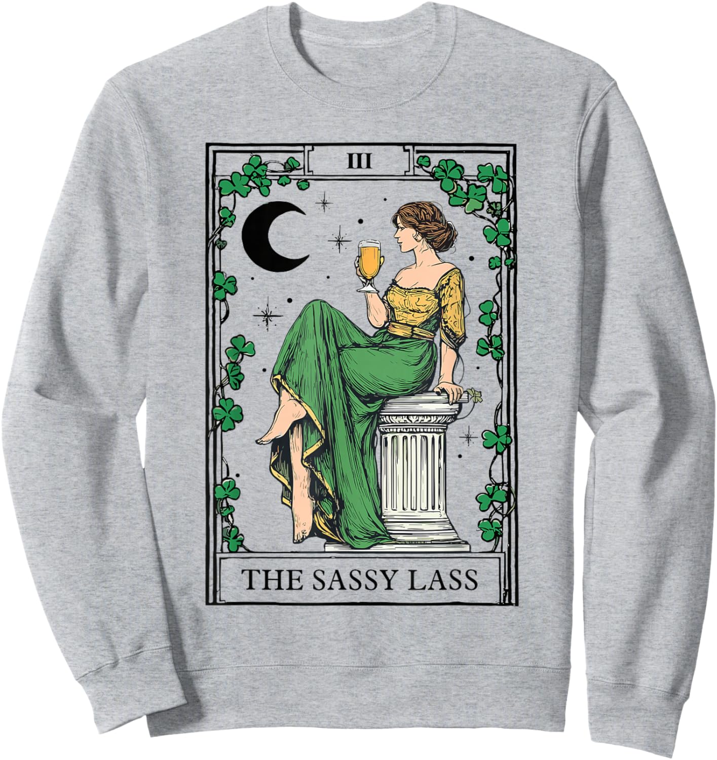 The Sassy Lass St Patrick’s Day Irish Tarot Card Sweatshirt - Sweatshirt | Ash