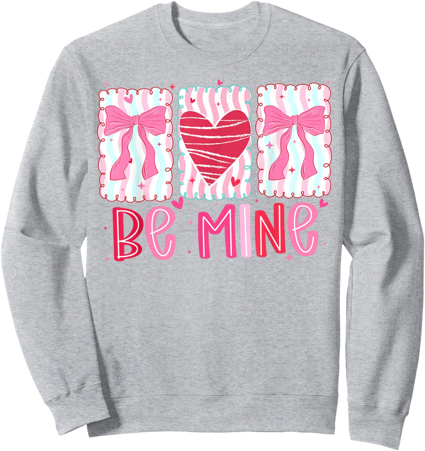 Be Mine Coquette Bow Valentine Brushstroke Pink Love Girly Sweatshirt - Sweatshirt | Ash