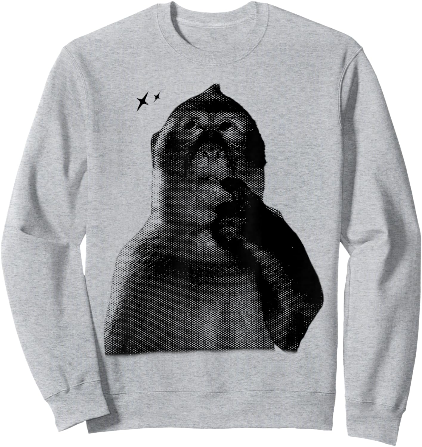 Funny Thinking Monkey Meme 2YK Graphic Sweatshirt - Sweatshirt | Ash