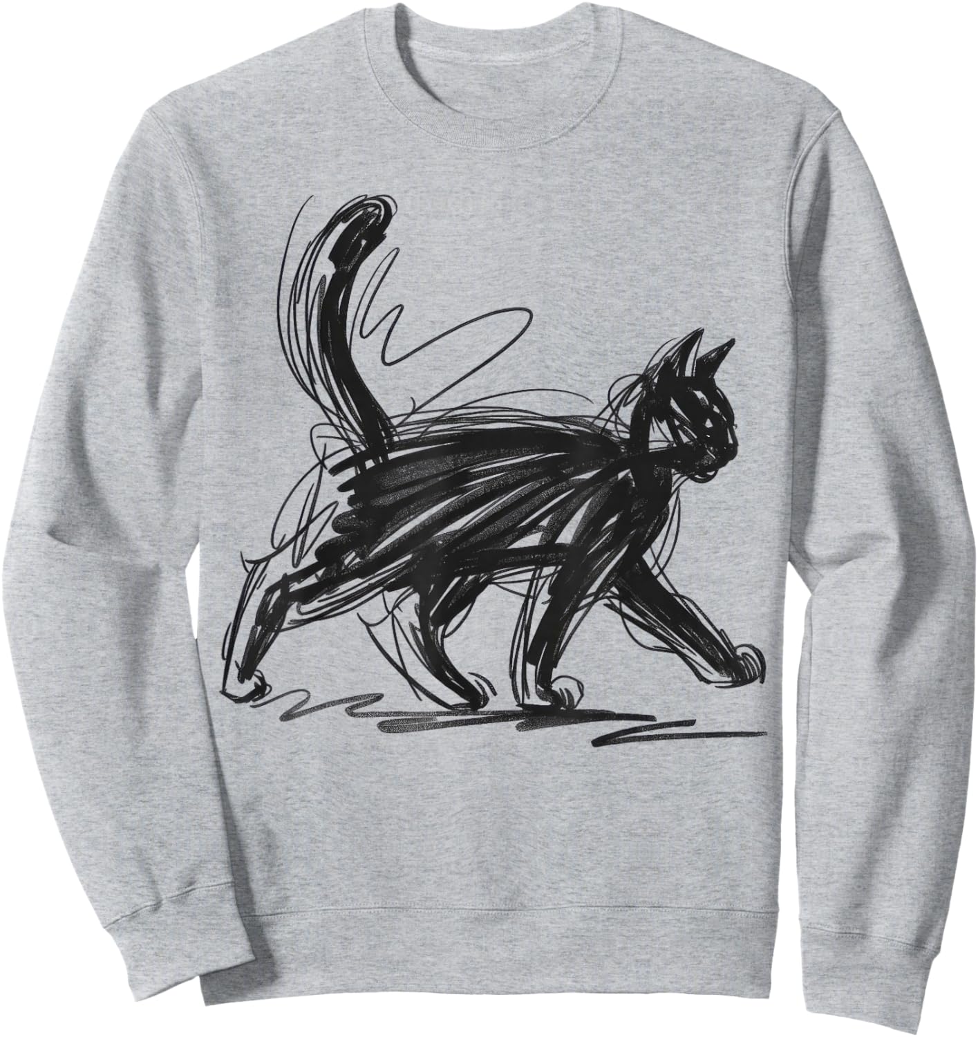 Minimalist cat Art Sweatshirt - Sweatshirt | Ash