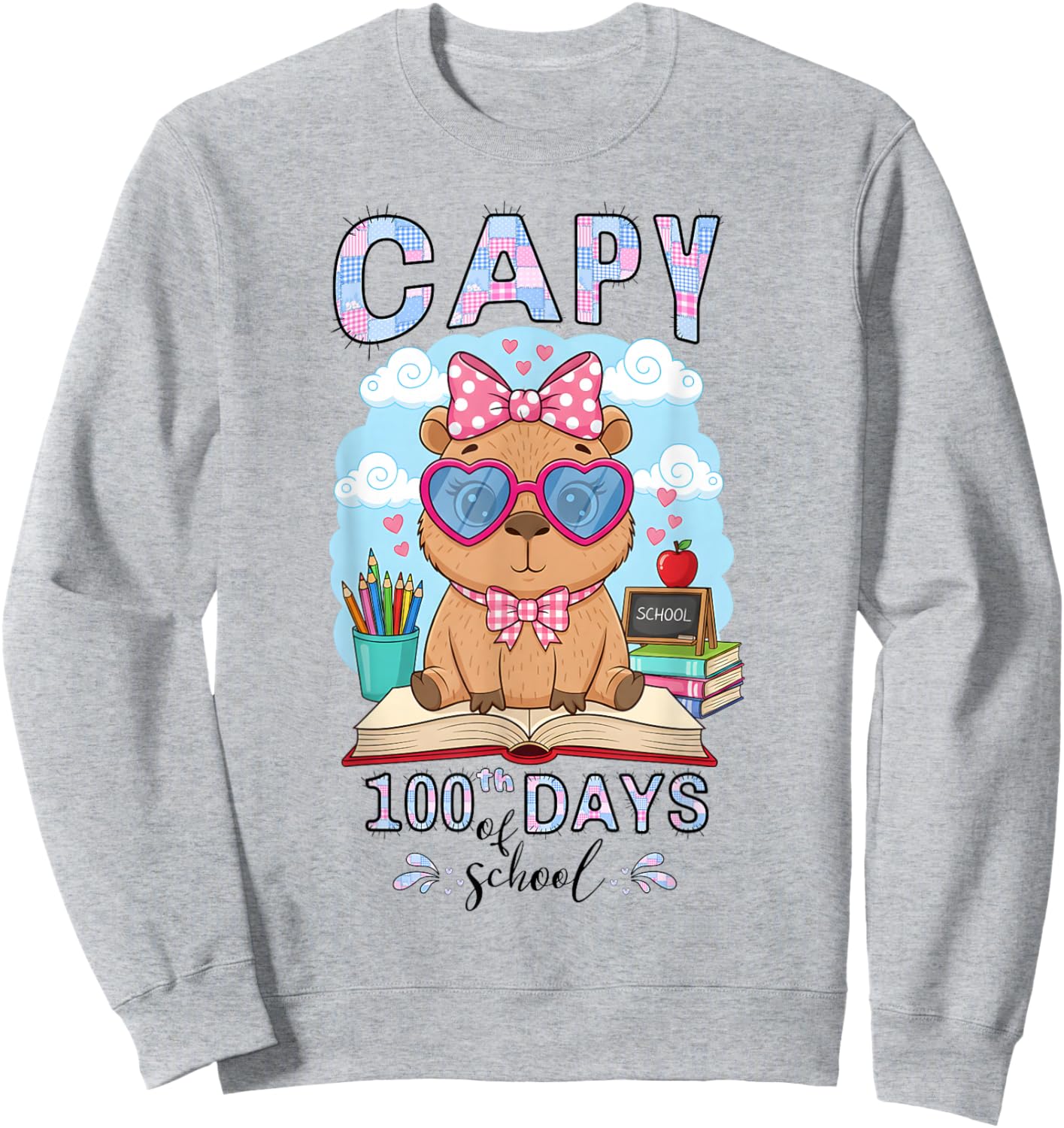 Capy 100th Days of School Capybara 100 Days Smarter Cute Sweatshirt - Sweatshirt | Ash