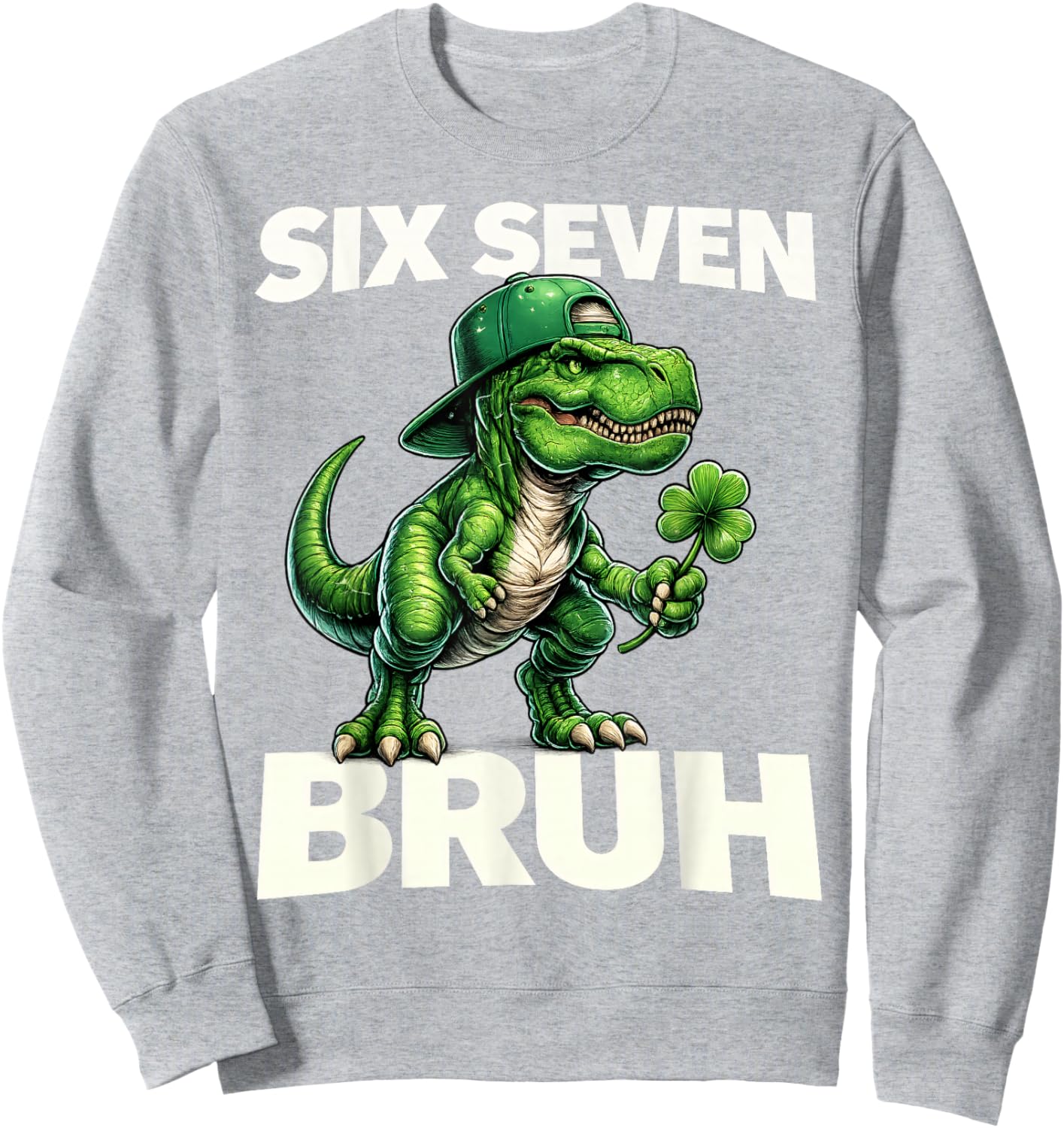Boys st Patricks Day 67 Trex Dab Six Seven Bruh Kids Youth Sweatshirt - Sweatshirt | Ash