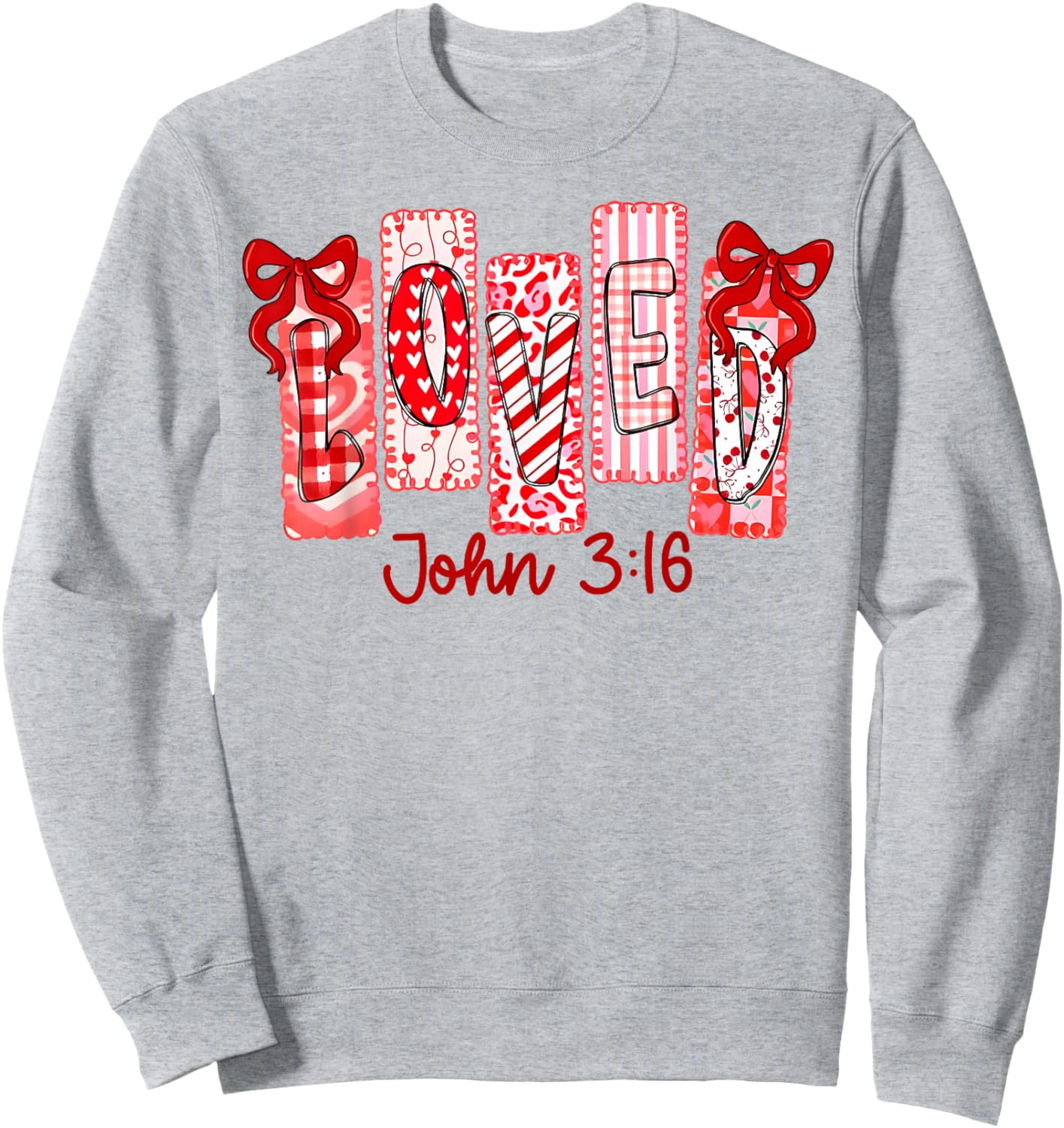 Christian Valentine Loved John 316 Coquette Bow Valentine Sweatshirt - Sweatshirt | Ash