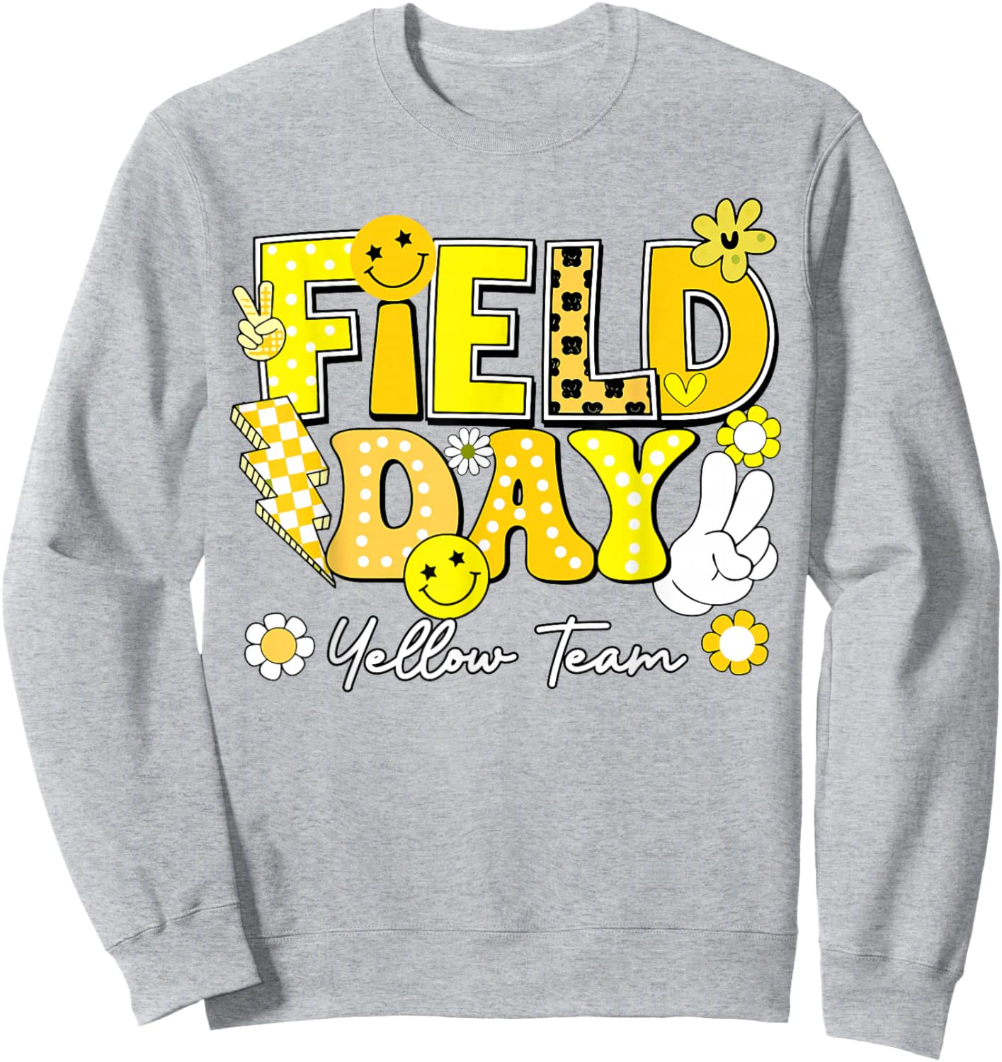 Field Day Yellow Team Funny for Teacher Kids Field Day Games Sweatshirt - Sweatshirt | Ash