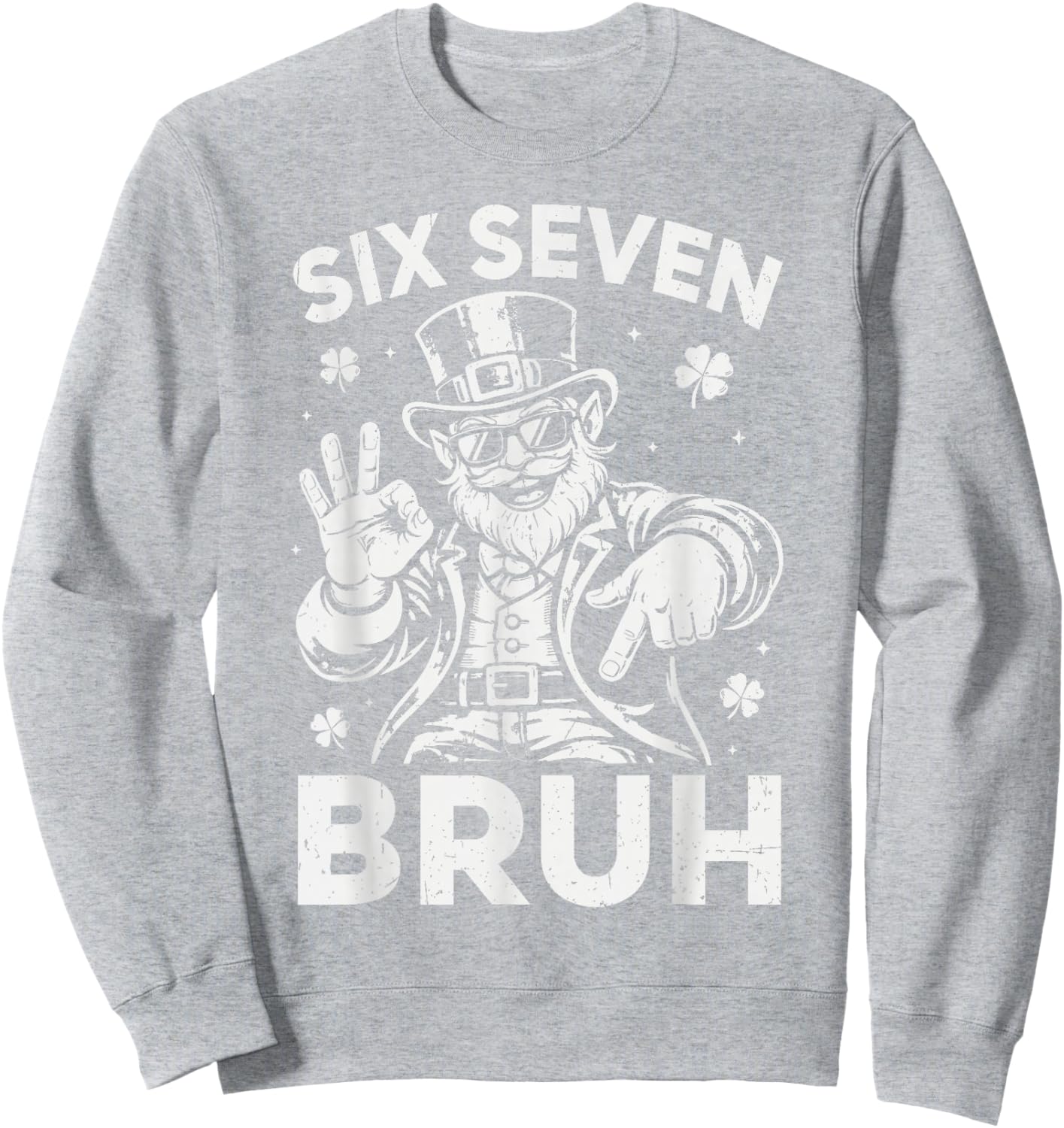 Bruh 67 St. Patrick's Day Leprechaun Six Seven 6 7 Boys Kids Sweatshirt - Sweatshirt | Ash