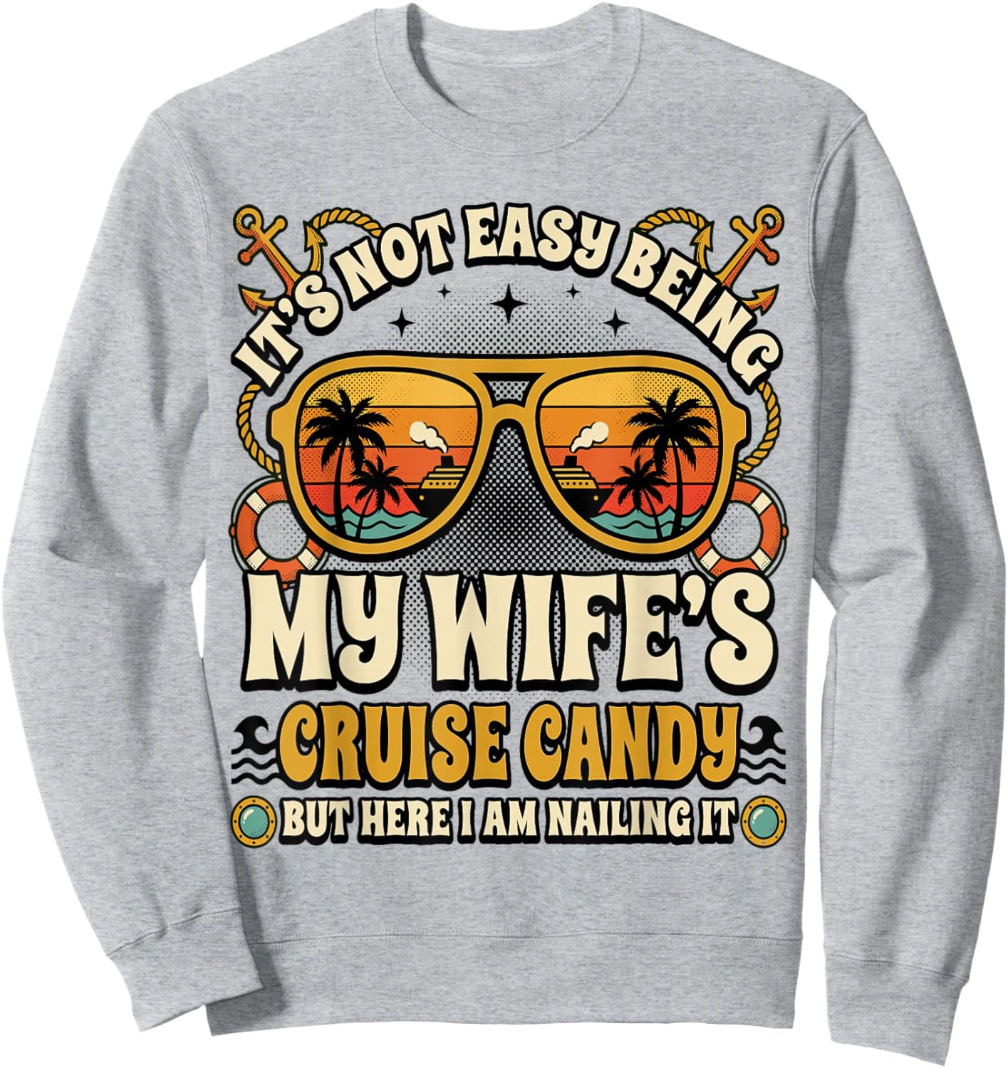 Matching Cruise Couples Candy Husband and Wife Sweatshirt - Sweatshirt | Ash