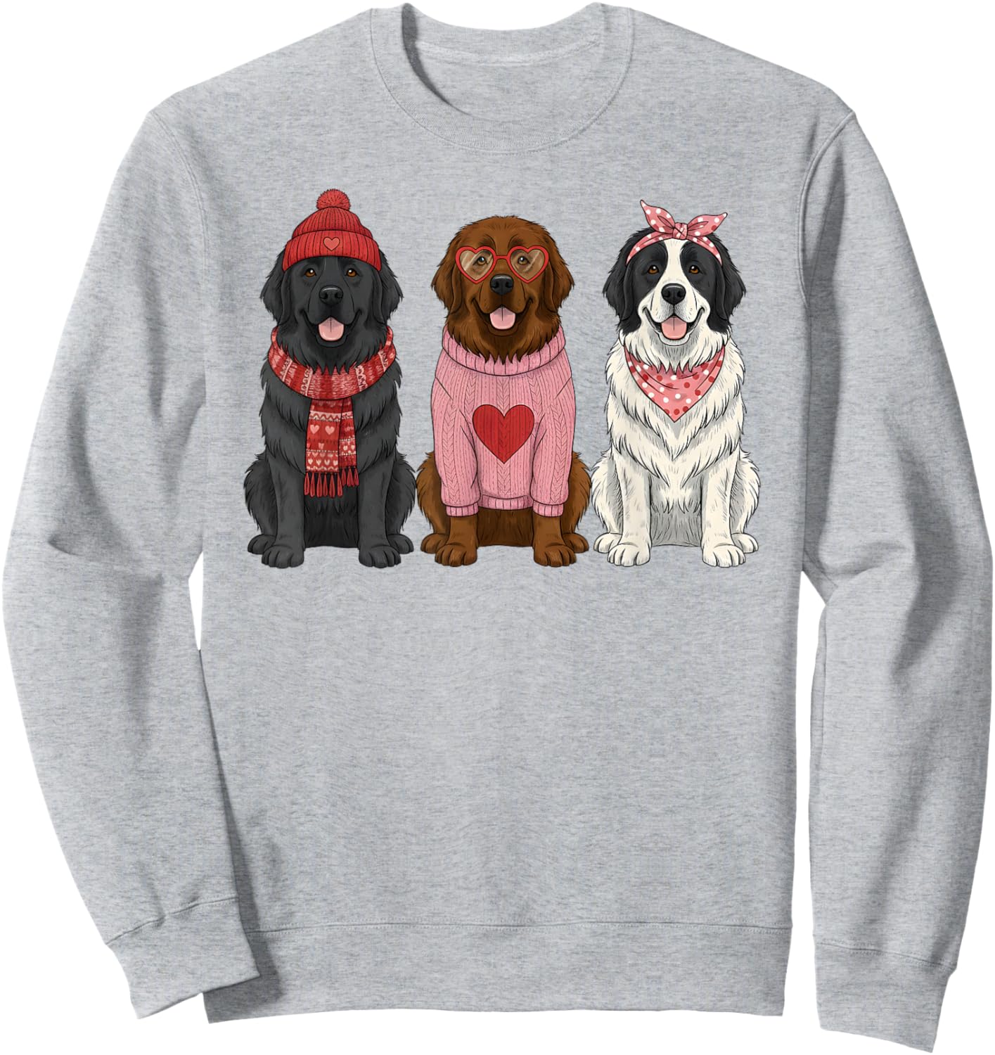 Cute Newfie Valentine Newfoundland Dog Sweatshirt - Sweatshirt | Ash