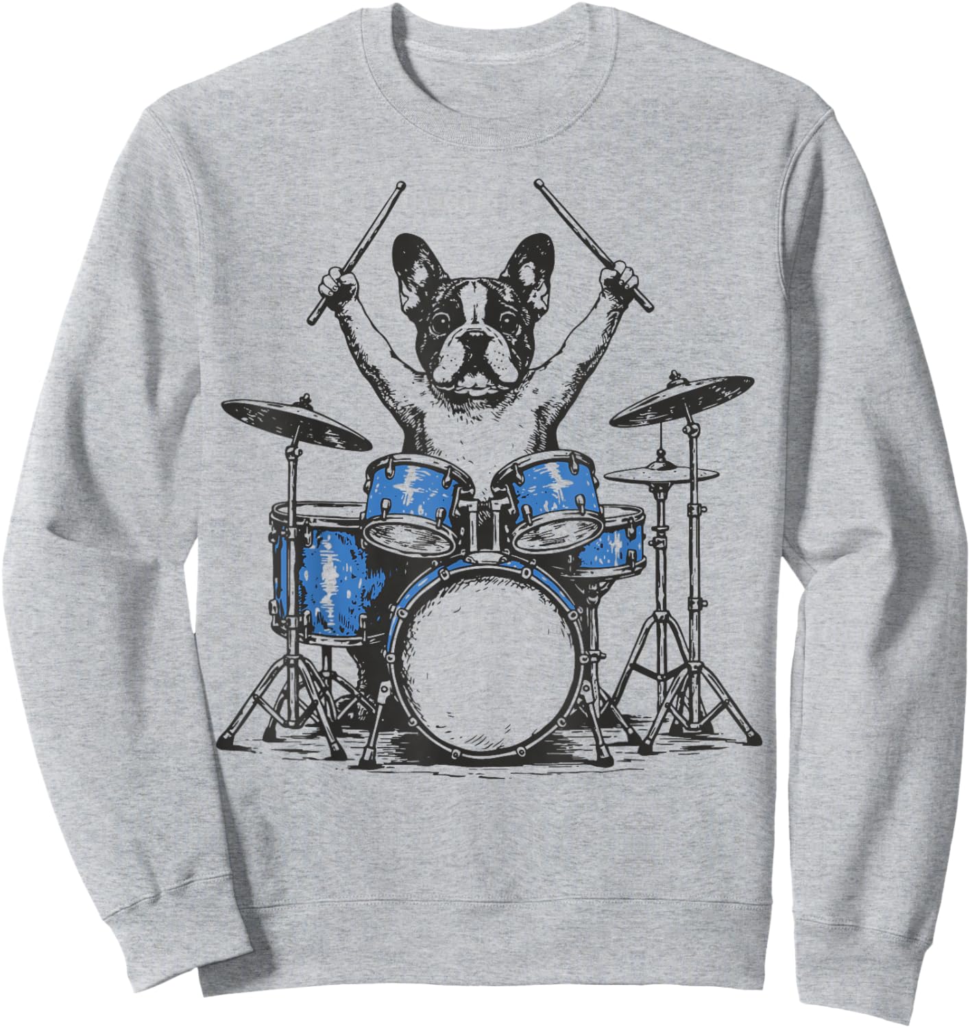 French Bulldog Drummer Frenchie Drumming Dog Drummer Sweatshirt - Sweatshirt | Ash