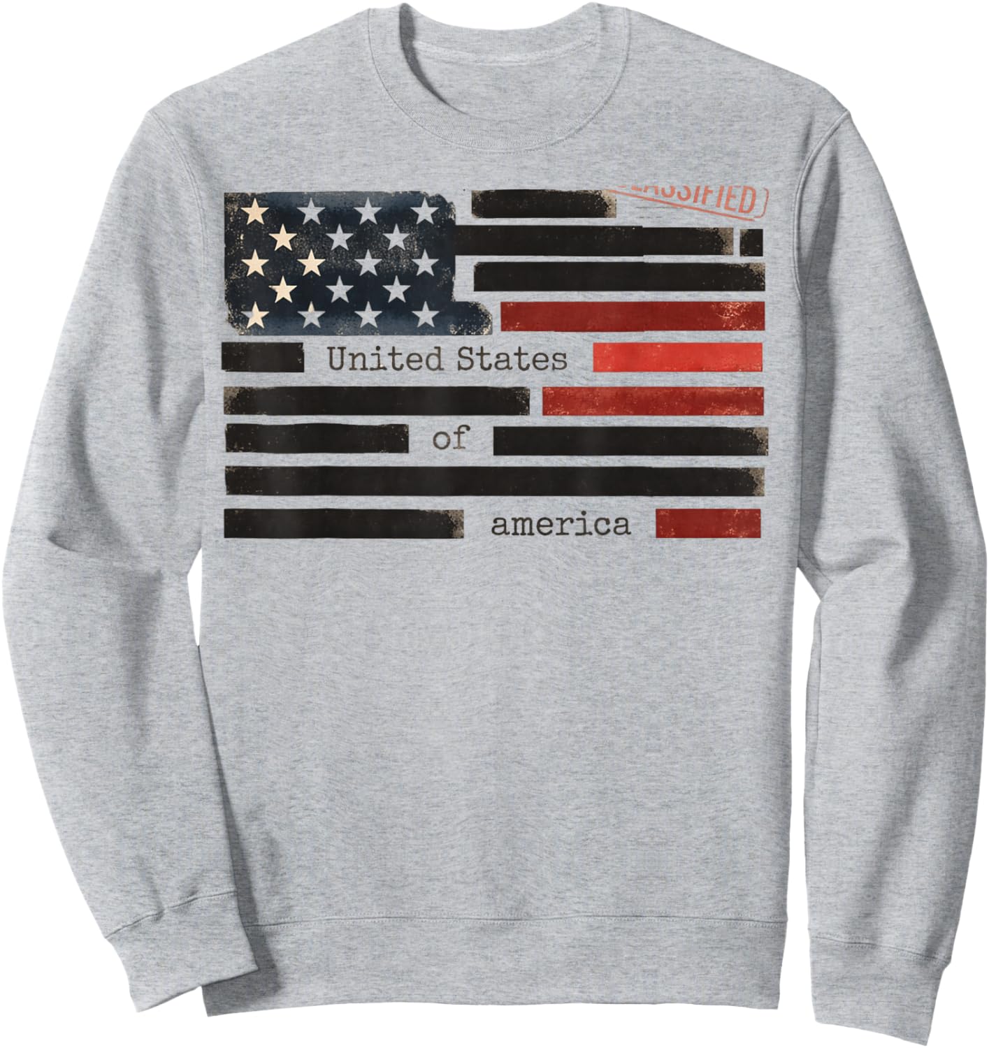 Censored Documents USA Flag Democracy Redacted Files Style Sweatshirt - Sweatshirt | Ash