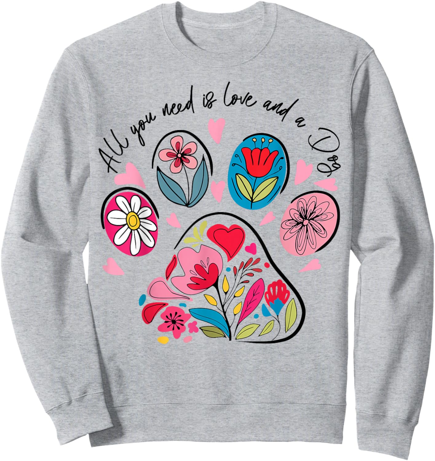 Dog Mama Valentine Funny Paw Dog Mom Valentines Mother's Day Sweatshirt - Sweatshirt | Ash