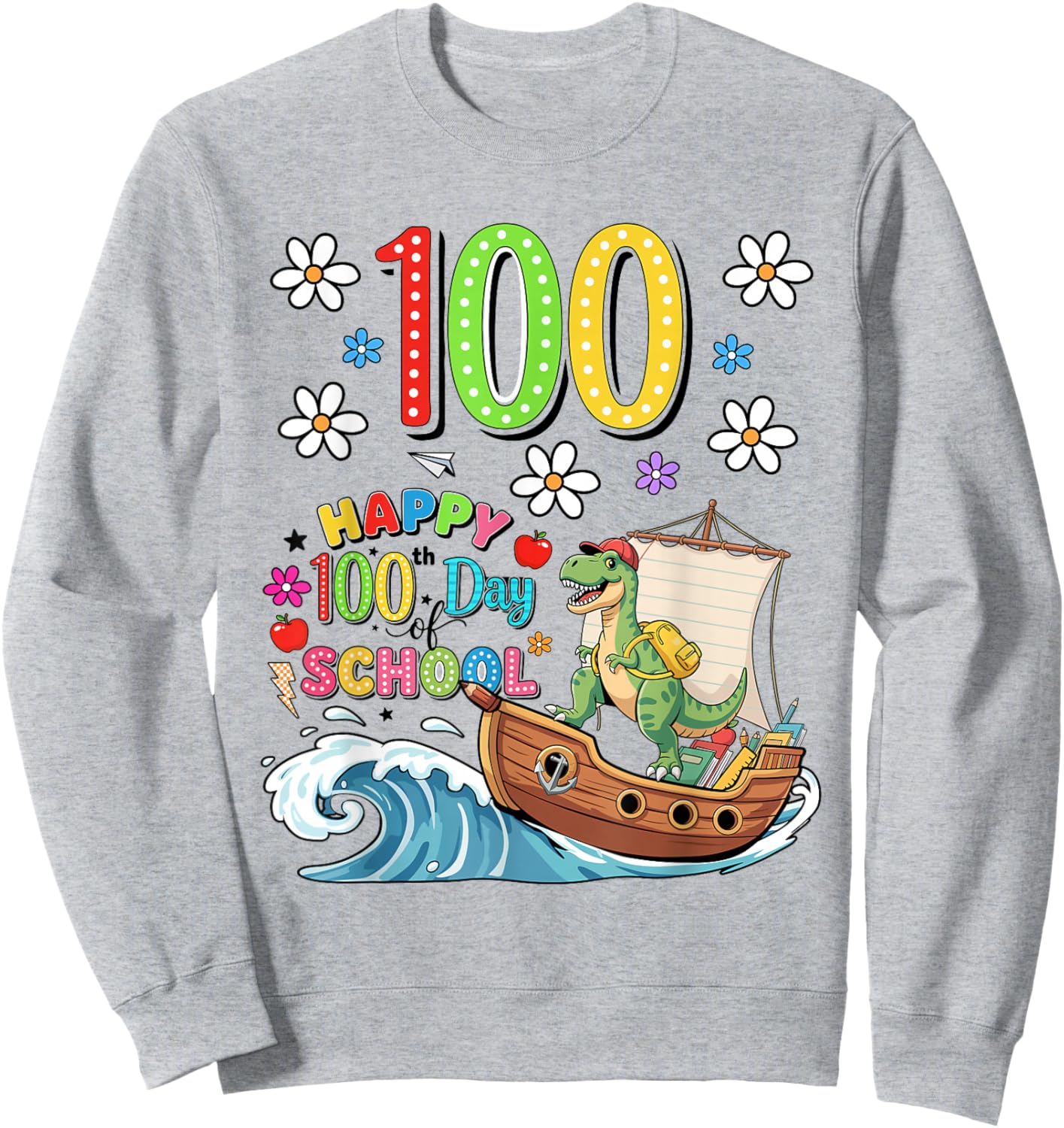 Happy 100th Day of School Design for Kids – 100 Days Smarter Sweatshirt - Sweatshirt | Ash