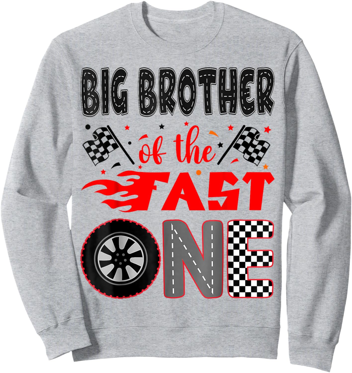Big Brother of The Fast One Birthday 1st Race Car Family Sweatshirt - Sweatshirt | Ash