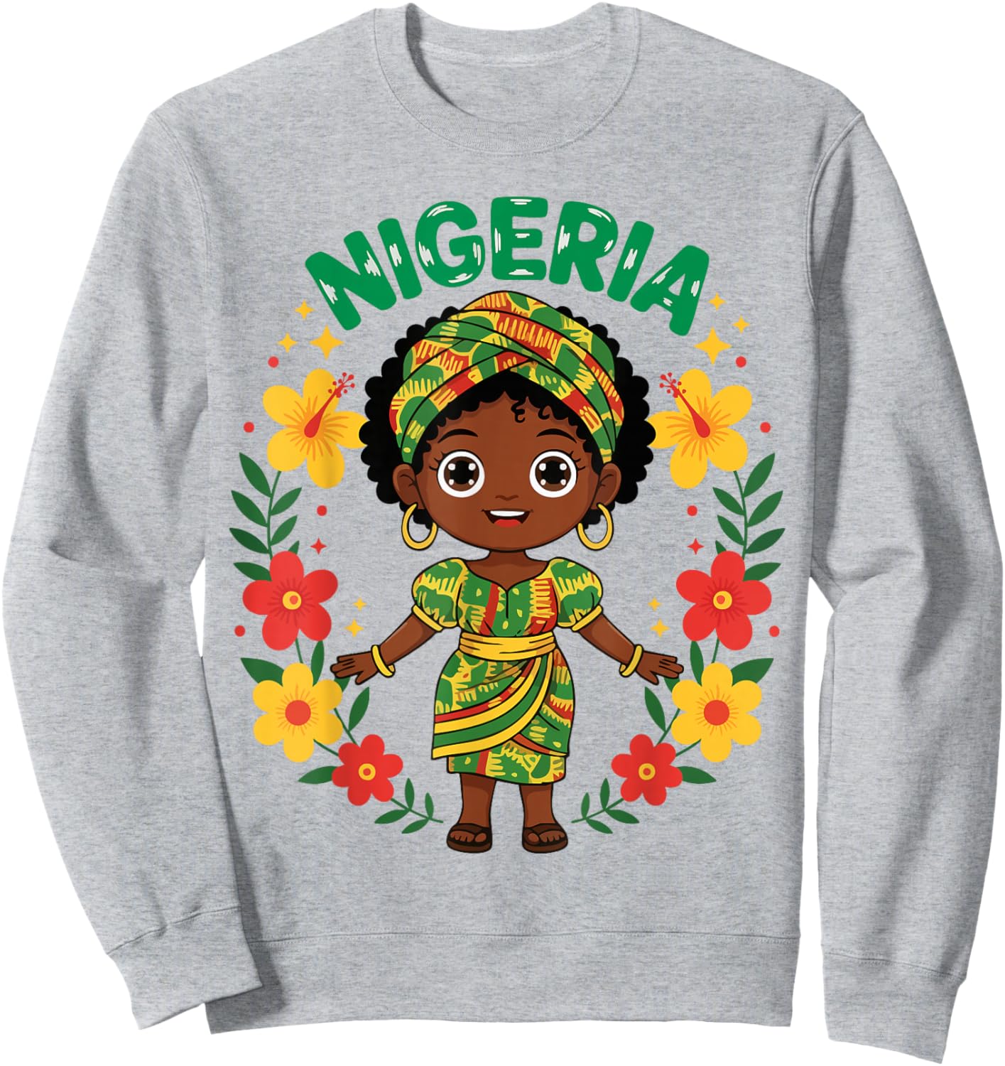 Nigeria Nigerian Girl Traditional Dress Flowers Sweatshirt - Sweatshirt | Ash